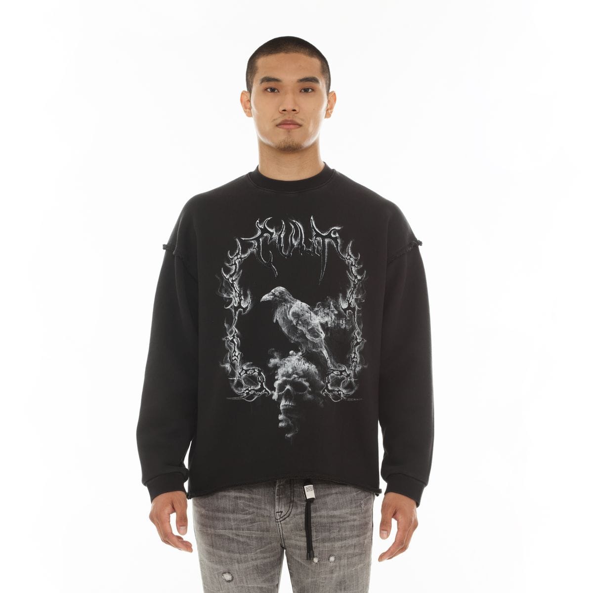 Cult of Individuality novelty fleece crew sweatshirt featuring a soft, cozy fabric and casual fit with branded details.