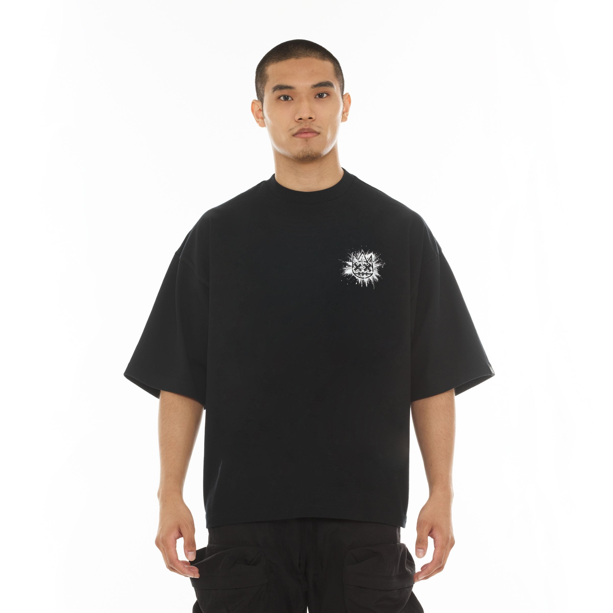 Cult of Individuality T-Shirts BOXY FIT SHORT SLEEVE BLACK TEE BOXY FIT SHORT SLEEVE BLACK TEE