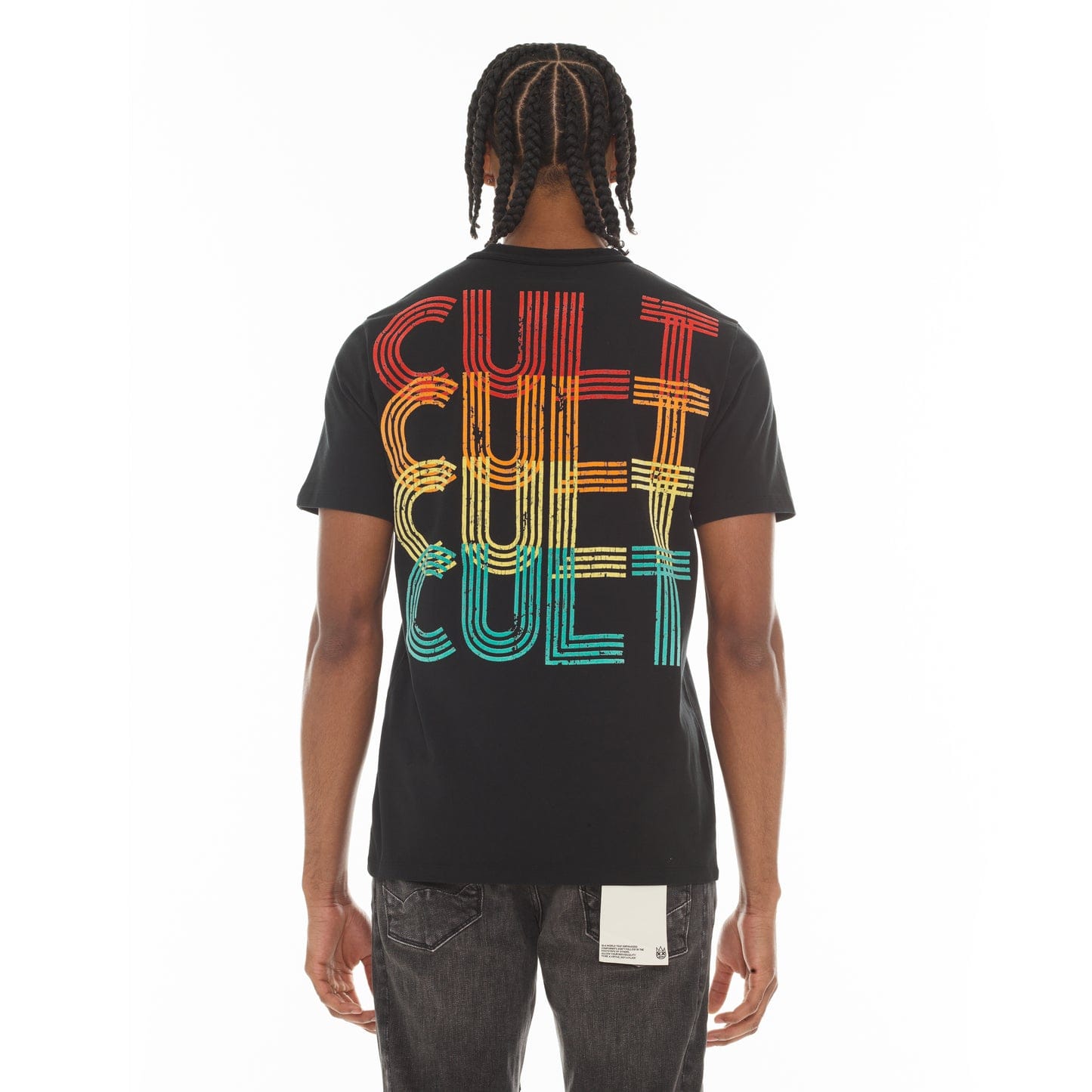 Cult of Individuality heavyweight short sleeve billiards T-shirt with graphic design on front, casual men's T-shirt.