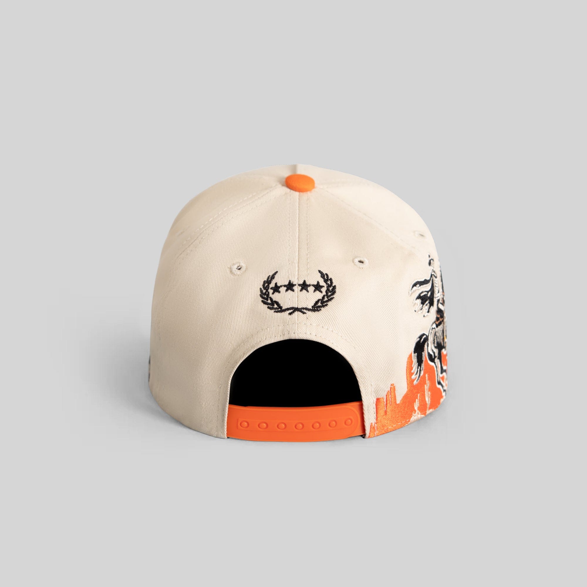 Field Grade Road To Nowhere Sand Orange Twill Trucker hat with structured front panel and adjustable snapback closure.