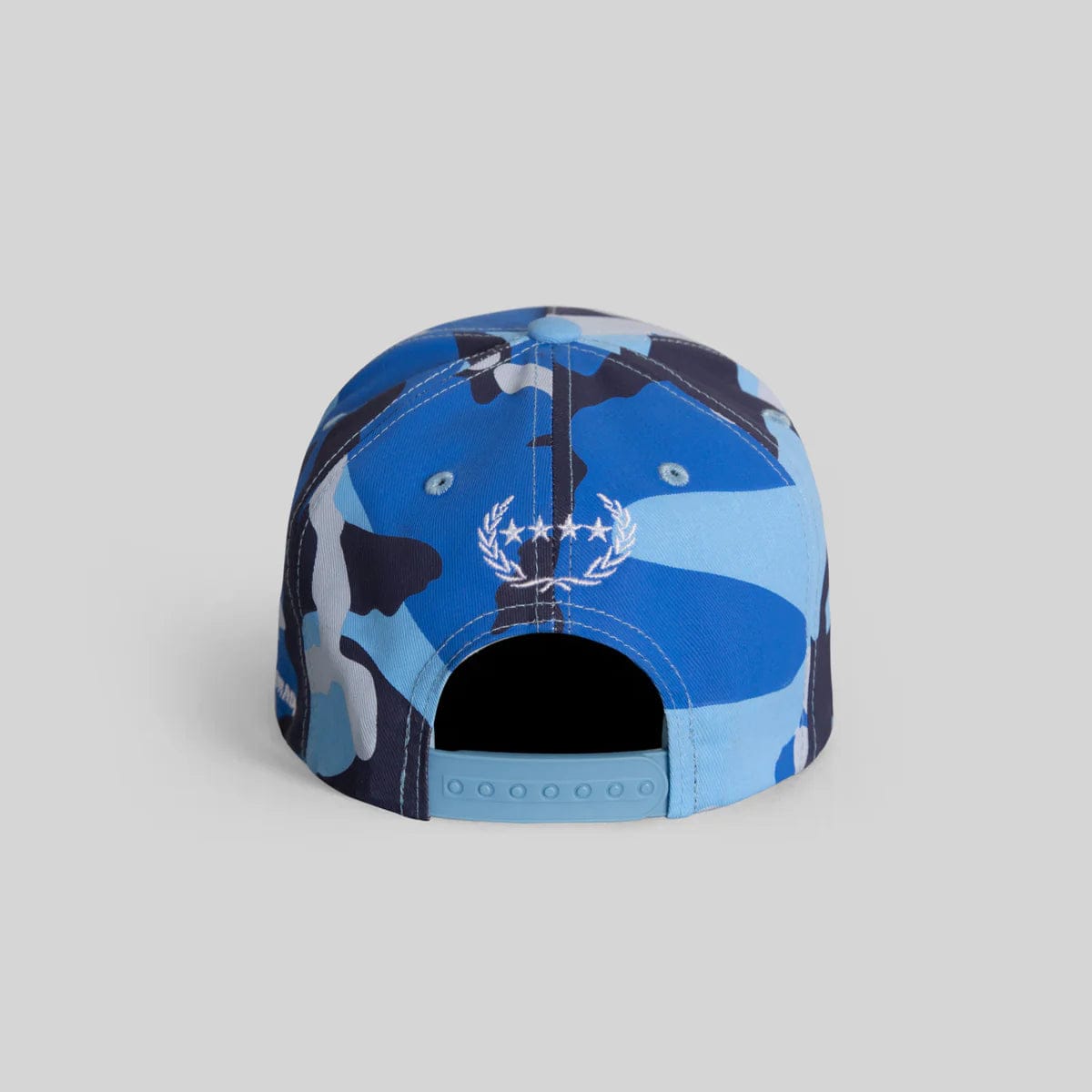 Field Grade Yankee Camo Ice Blue Hat with adjustable strap and camouflage pattern, stylish outdoor headwear.