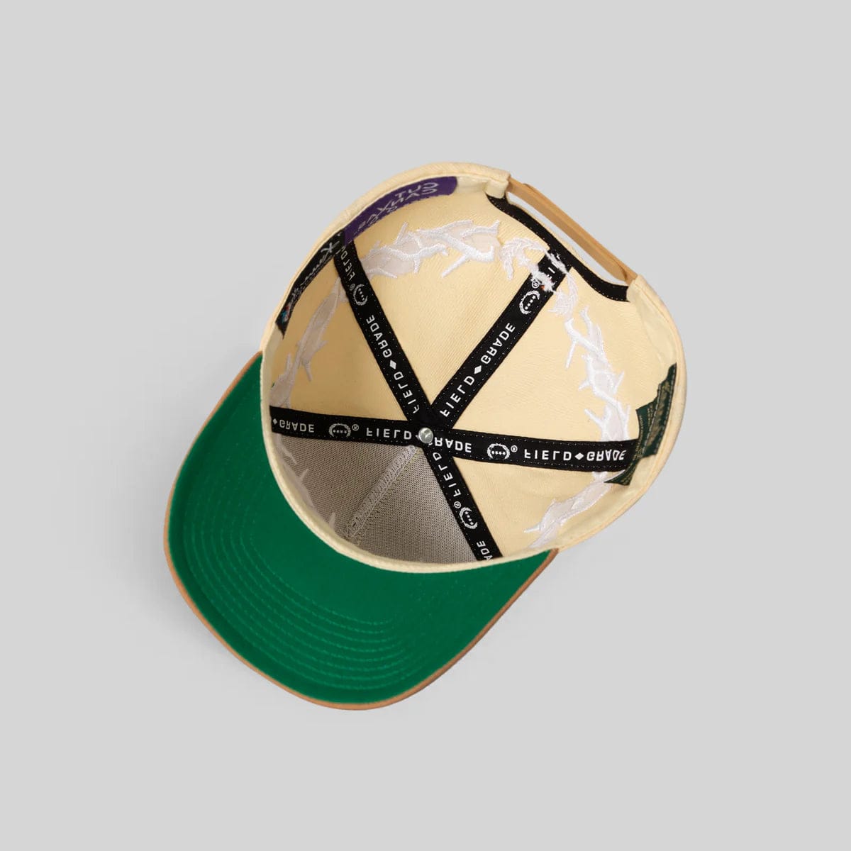 Field Grade Yankee Thorn Crown beige hat with a wide brim and decorative crown, perfect for stylish outdoor wear.