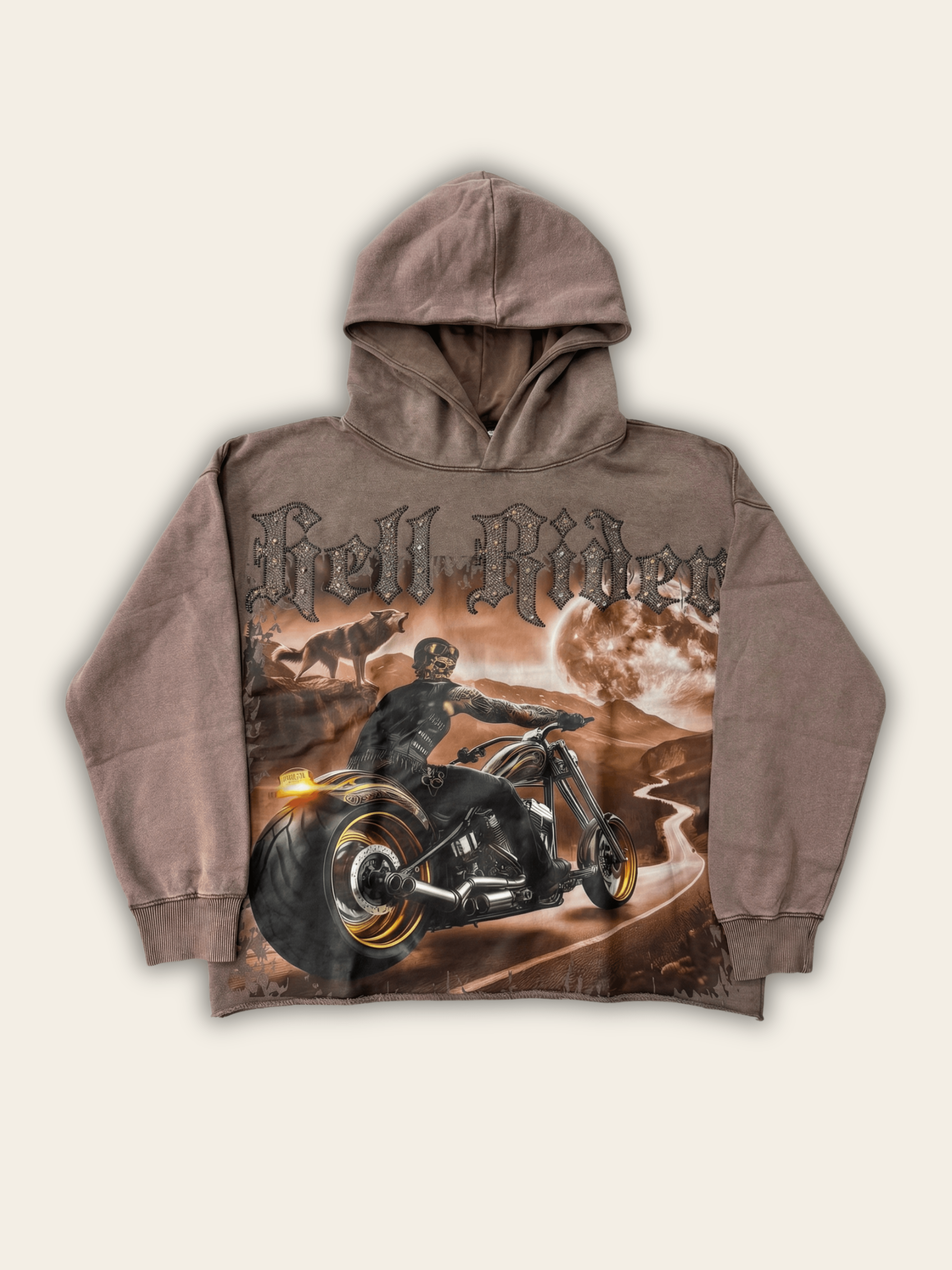 Focus Hoodies Focus Hell Rider Rhinestone Hoodie Focus Hell Rider Rhinestone Hoodie