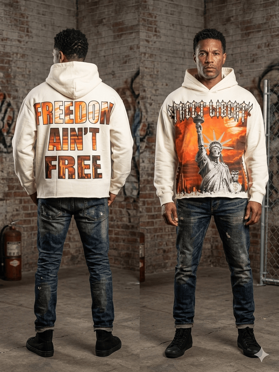 Focus Hoodies Focus Street Liberty Rhinestone Cropped Hoodie Focus Street Liberty Rhinestone Cropped Hoodie