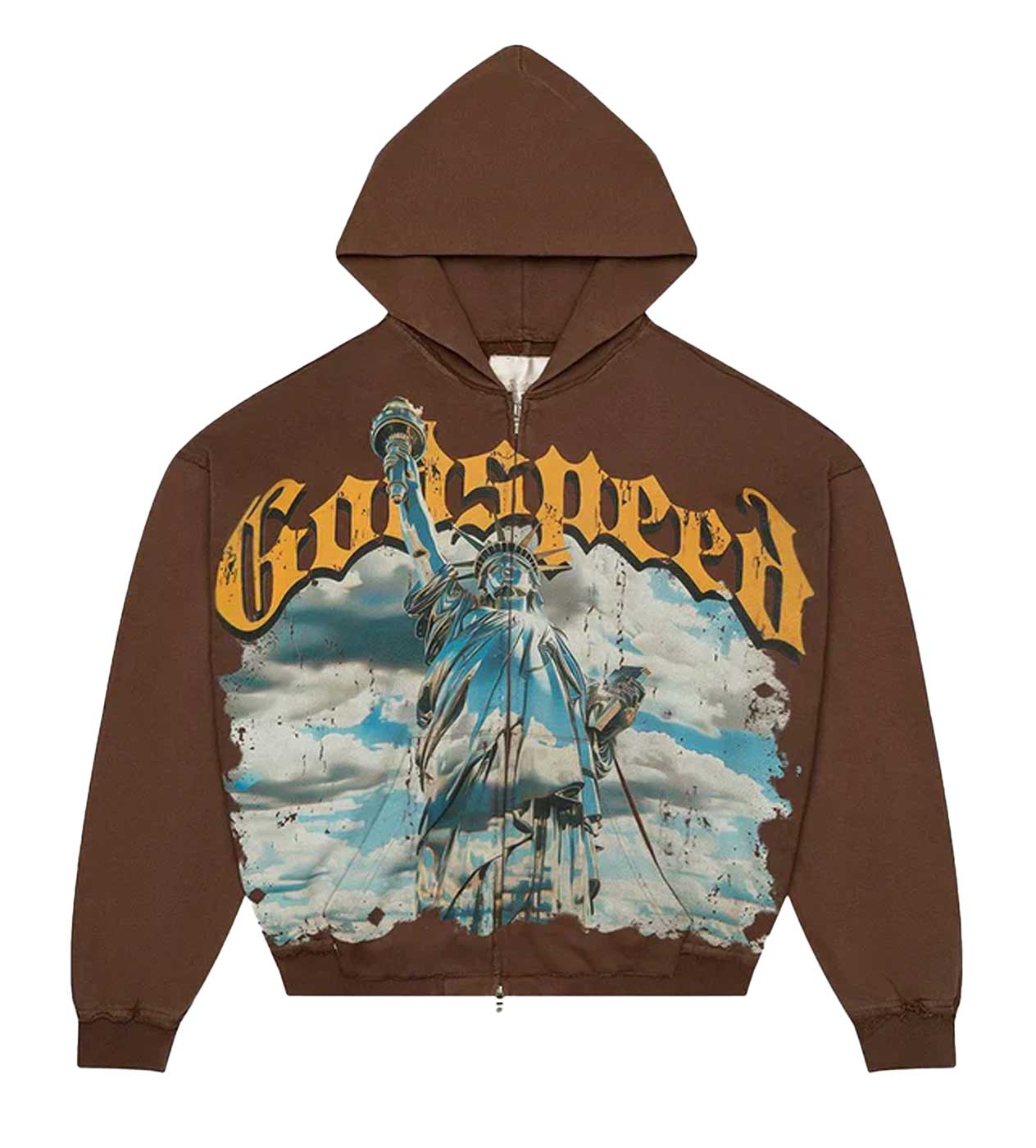 Godspeed Chrome Liberty Zip Up Hoodie Mocha | Streetwear Style