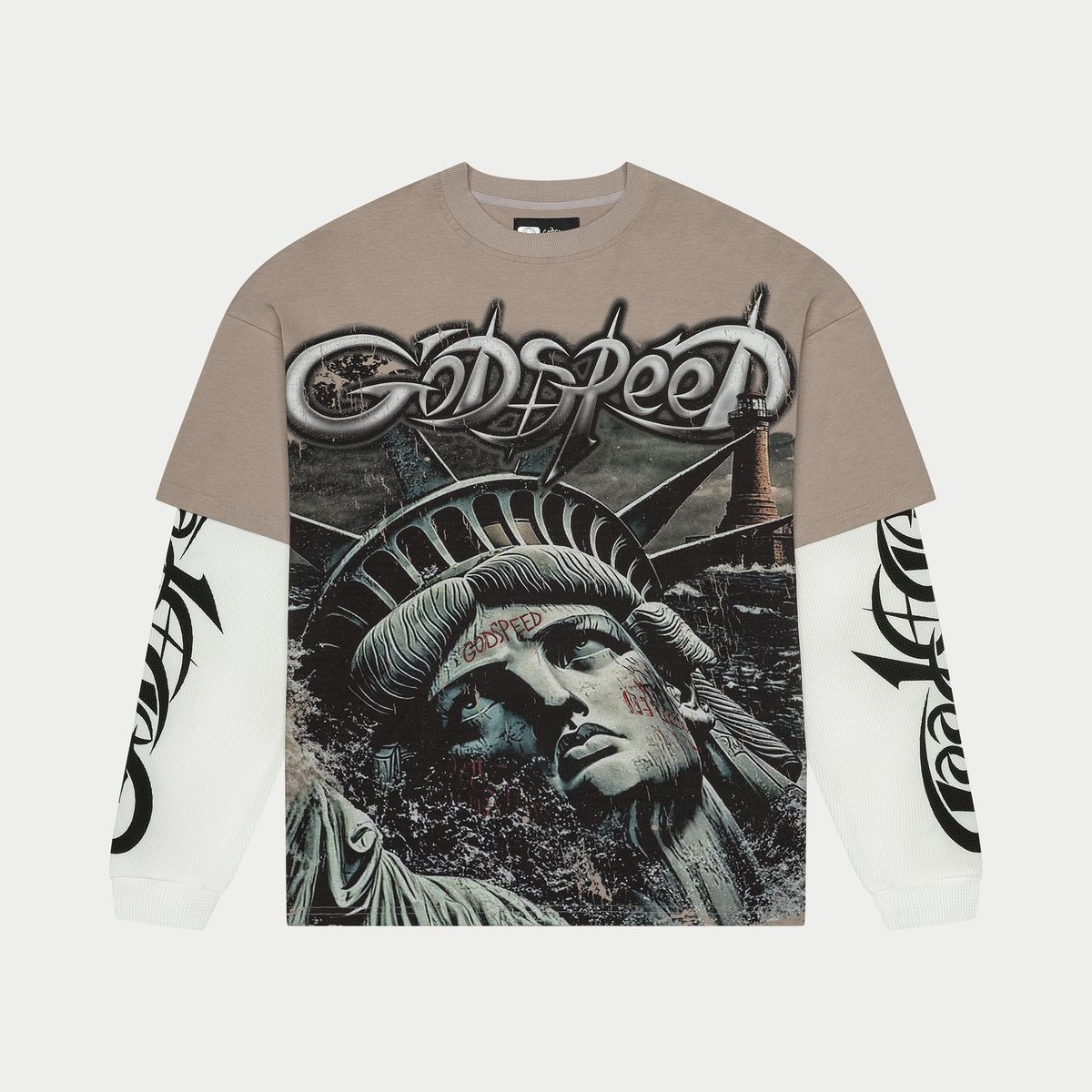 Godspeed Sunken Liberty 2 Layered Tee Stone Grey 