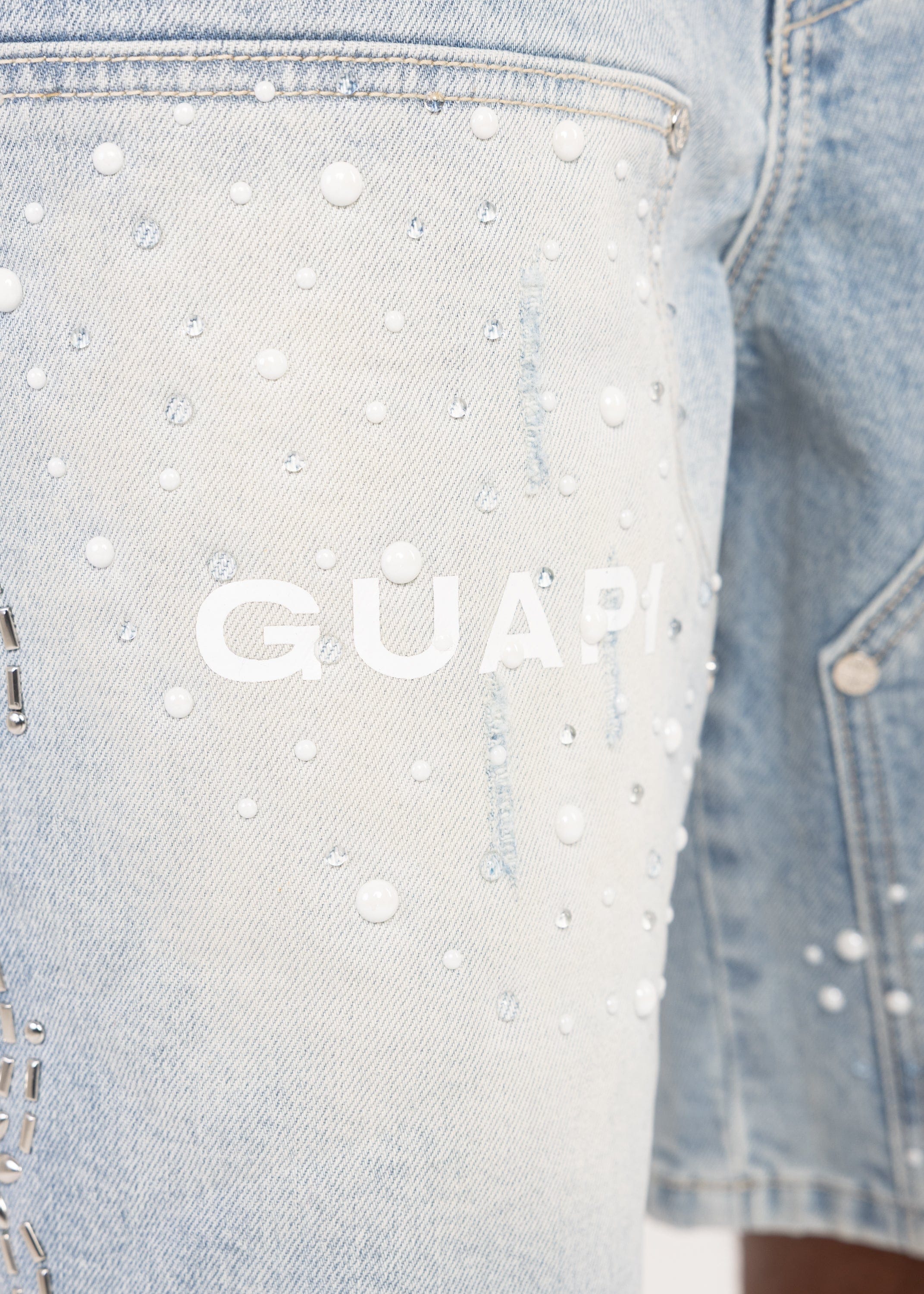 Guapi Shorts Guapi Aqua Blue Spider Denim Shorts Guapi Aqua Blue Spider Denim Shorts