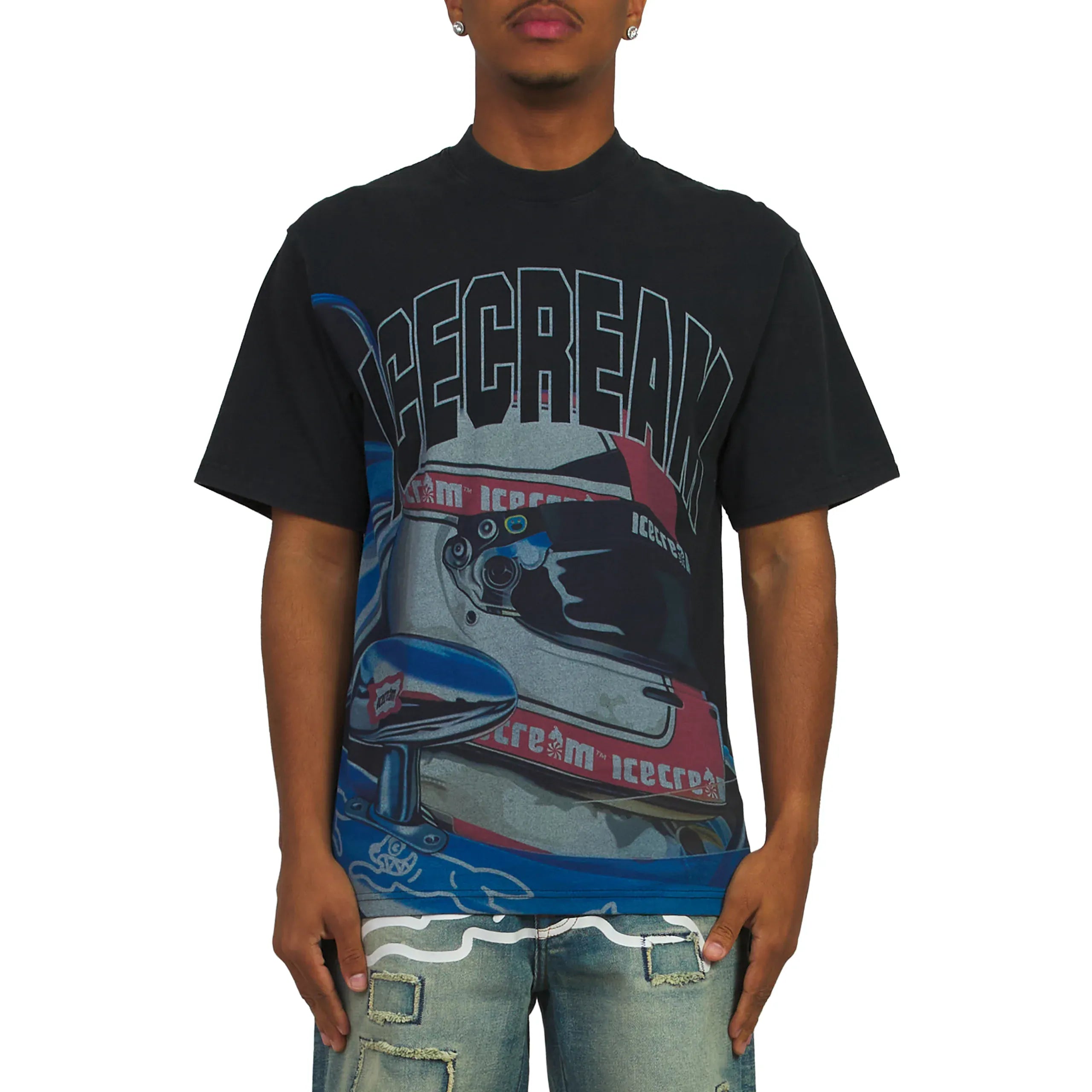 Ice Cream brand T-shirt featuring a stylish ice cream sponsor graphic on the front, casual and comfortable apparel for everyday wear.