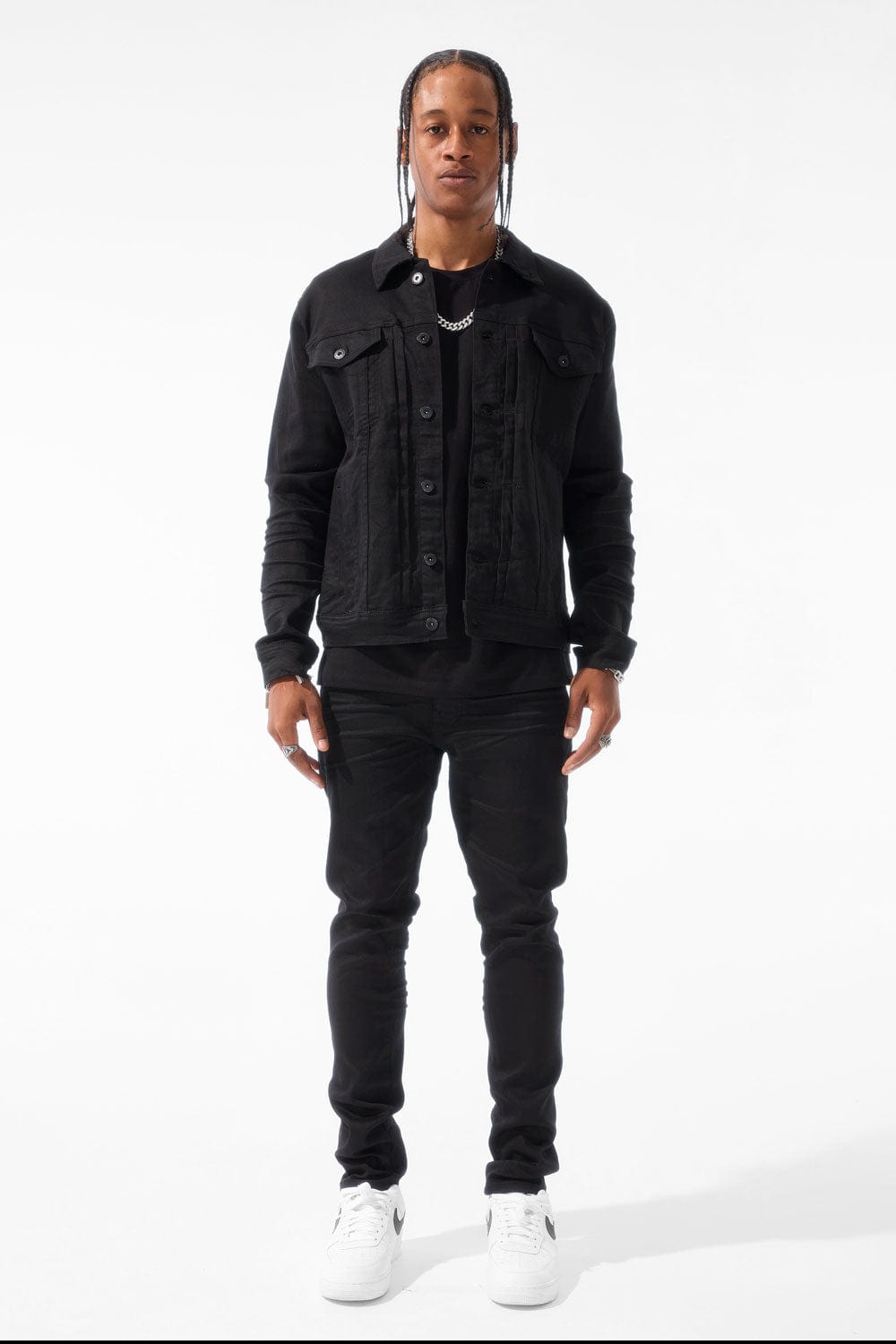 Jordan Craig Jackets Jordan Craig Obsidian Denim Trucker Jacket - Jet Black Jordan Craig Obsidian Denim Trucker Jacket - Jet Black