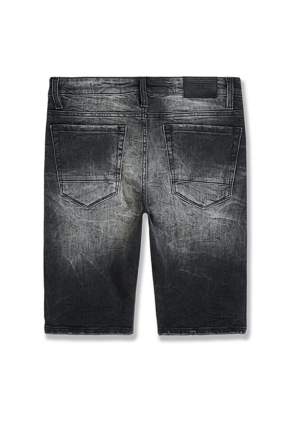 Jordan Craig OG Cascade jean shorts displayed on a model, showcasing casual, distressed denim style and fit.
