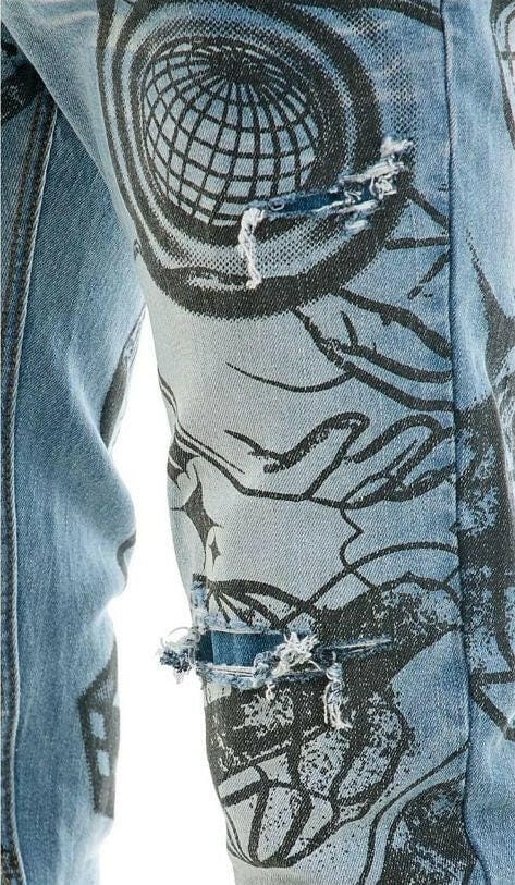 KDNK Denim KDNK Blue Doodling Jeans KDNK Blue Doodling Jeans