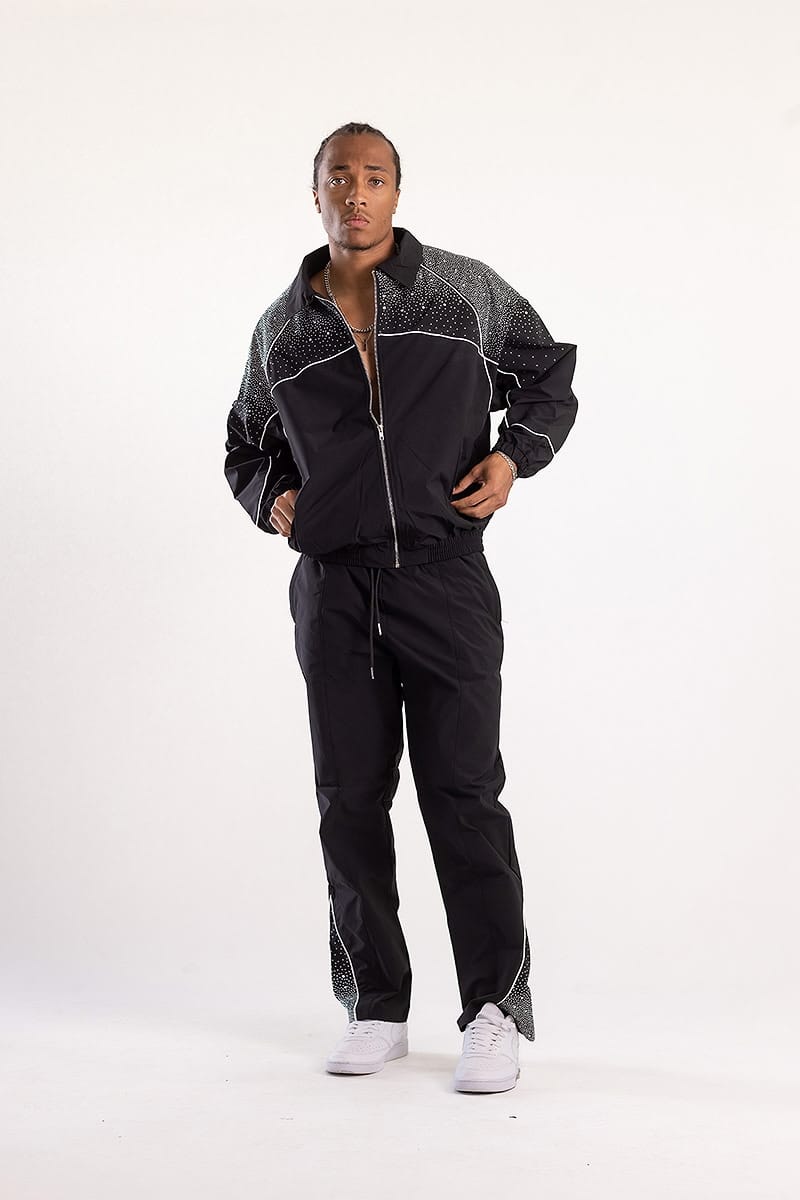 Kindred Sets Kindred Track Suit - Rhinestone Nylon Zip Up - Kindred Track Suit - Rhinestone Nylon Zip Up -