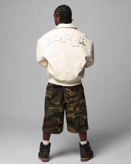 Loiter Jackets Loiter Solar Vegan Leather Varsity Jacket - Cream Loiter Solar Vegan Leather Varsity Jacket - Cream