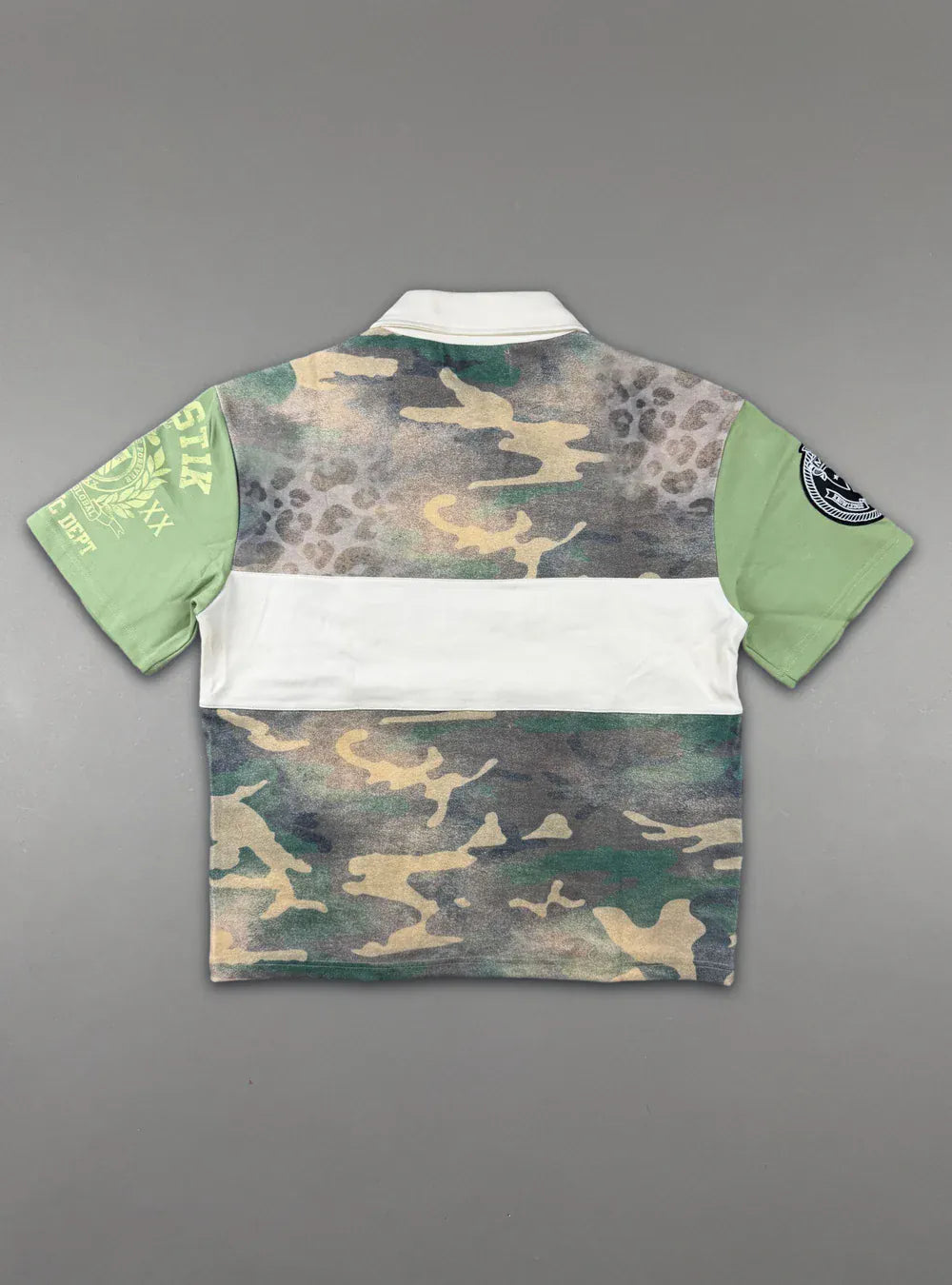 Majestik T-Shirts Majestik Polo T-Shirt - Stripe - Patches & Studs - wood camo Majestik Polo T-Shirt - Stripe - Patches & Studs - wood camo