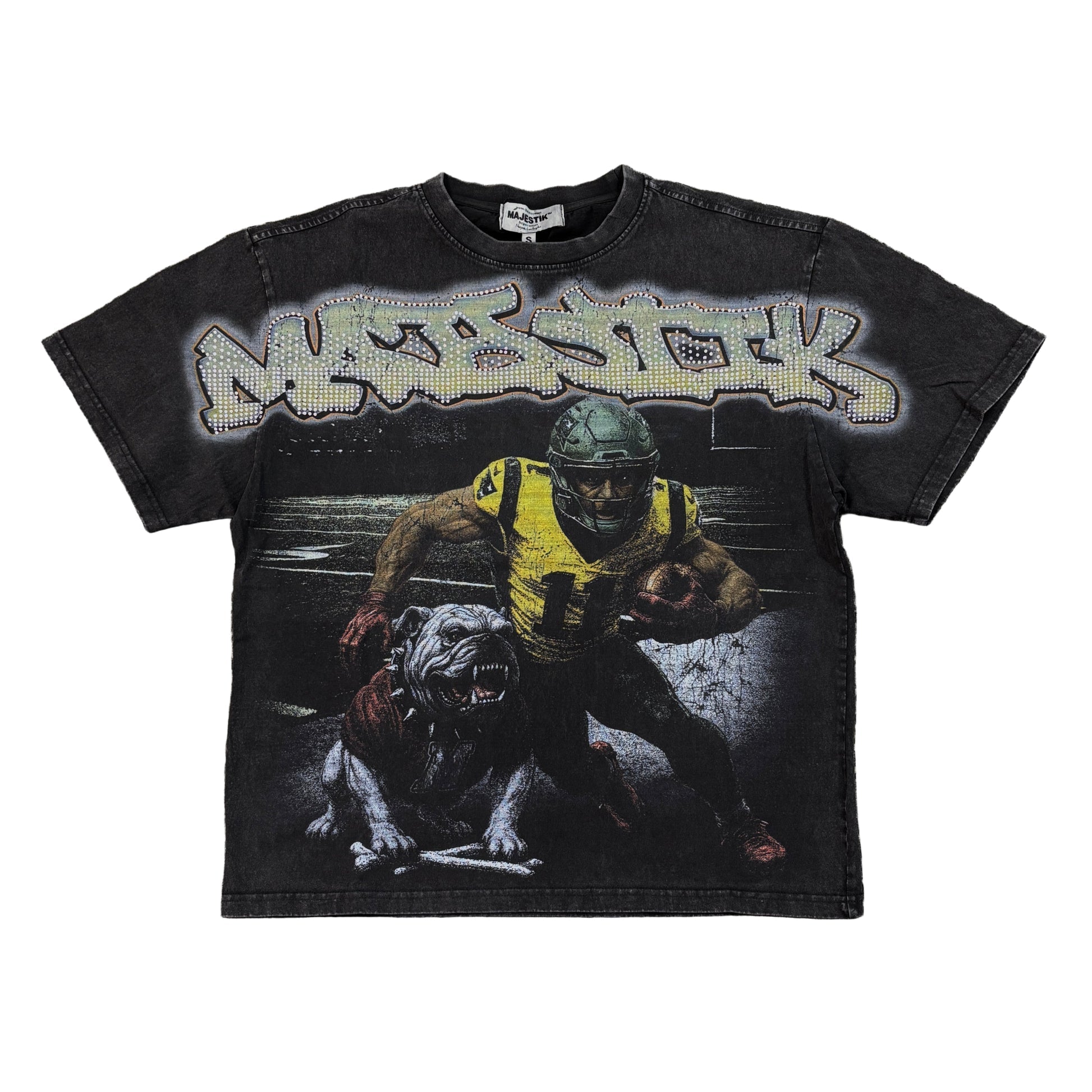 Majestik Bulldog Football Graphic Crop Tee 