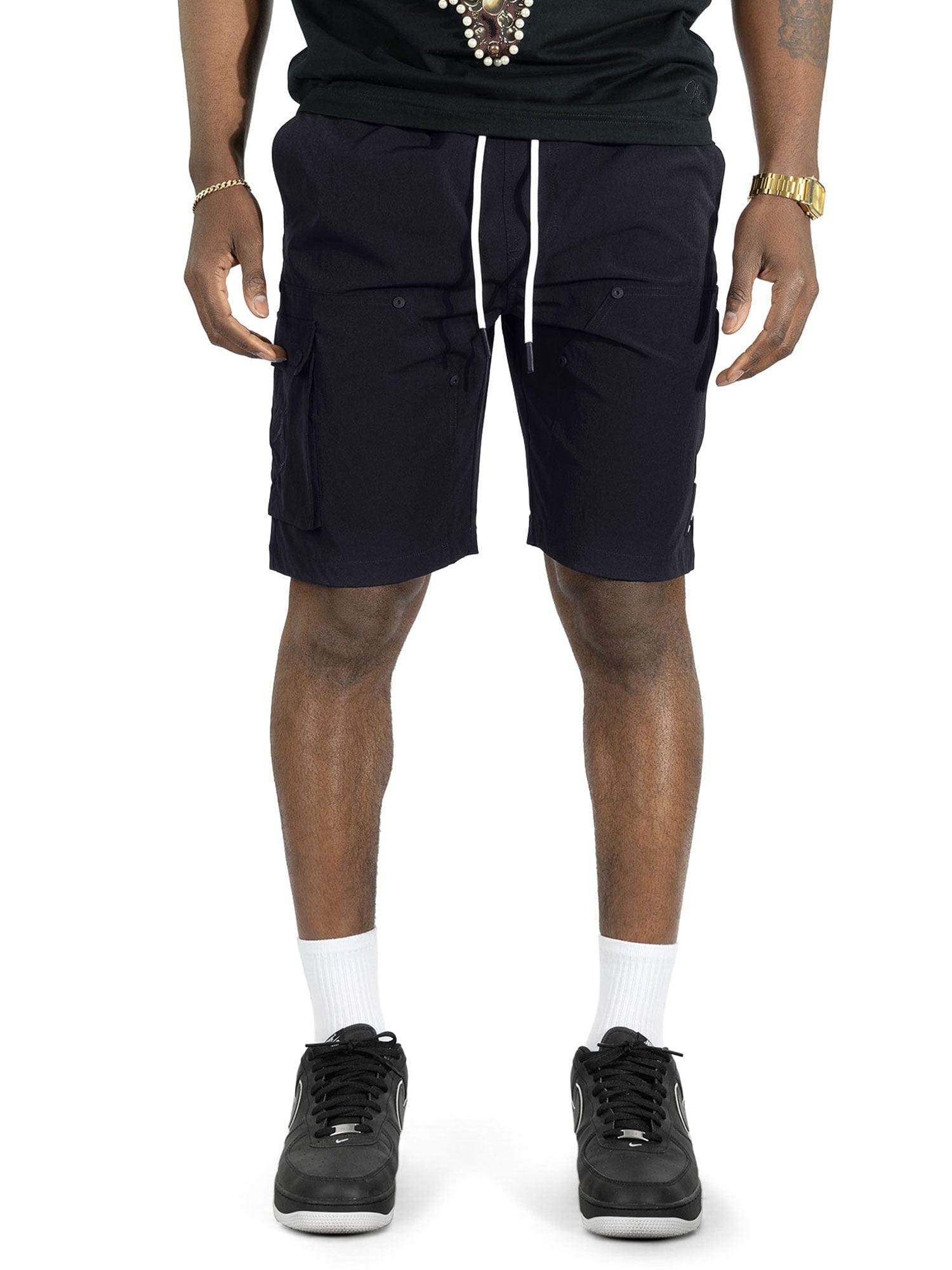 Makobi MK634 Adorni Shorts in black, featuring a relaxed fit and stylish design, suitable for casual or athletic wear.