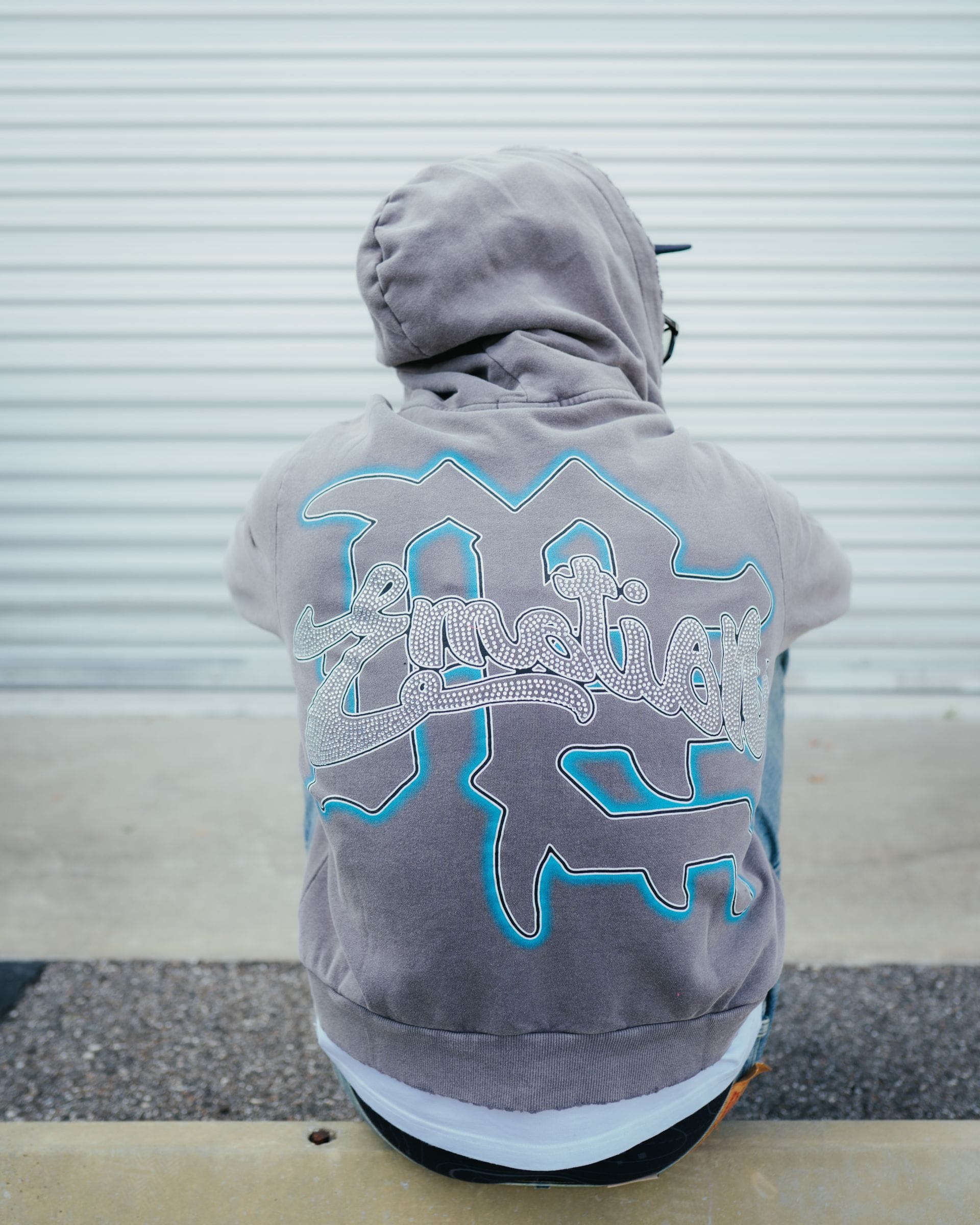 Mixed Emotions Hoodies Mixed emotion Grey Rhinestone Hoodie Mixed emotion Grey Rhinestone Hoodie