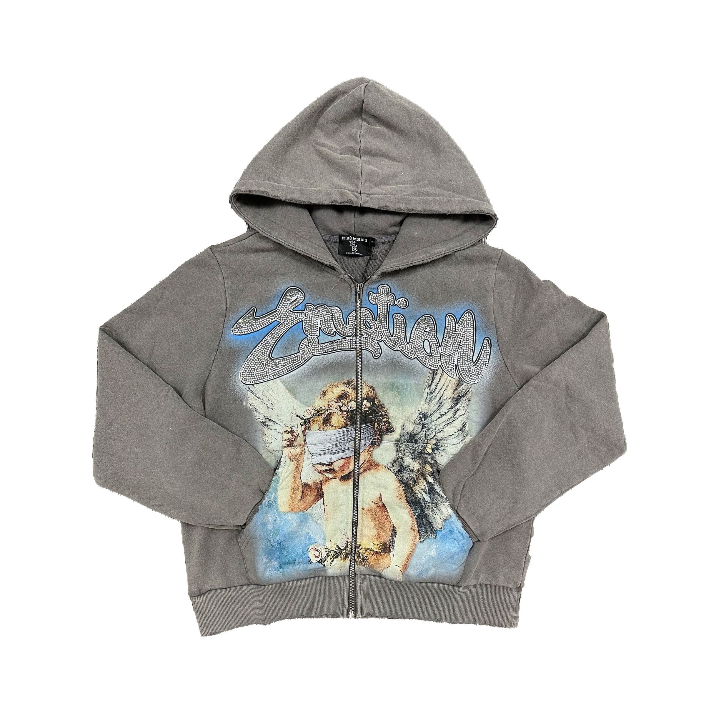 Mixed Emotions Hoodies Mixed emotion Grey Rhinestone Hoodie Mixed emotion Grey Rhinestone Hoodie