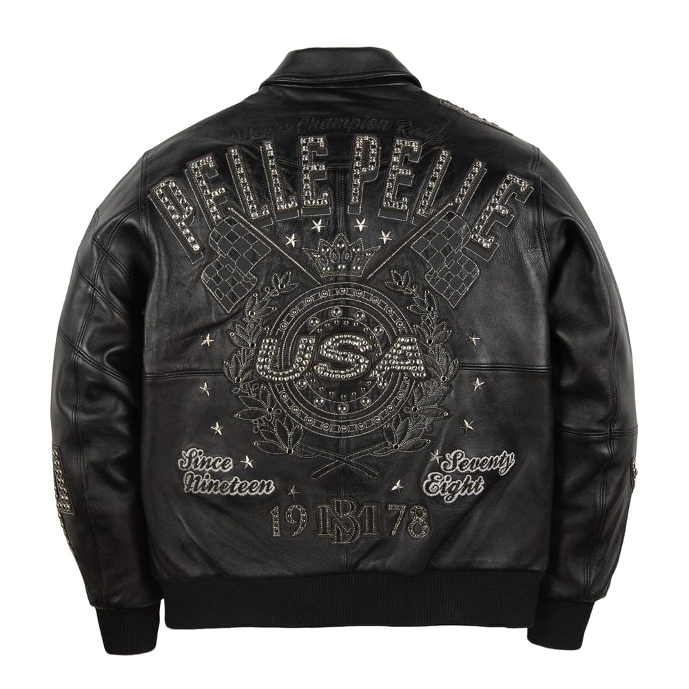 Pelle Pelle Daytona Special Jacket BL, black leather jacket with detailed front design