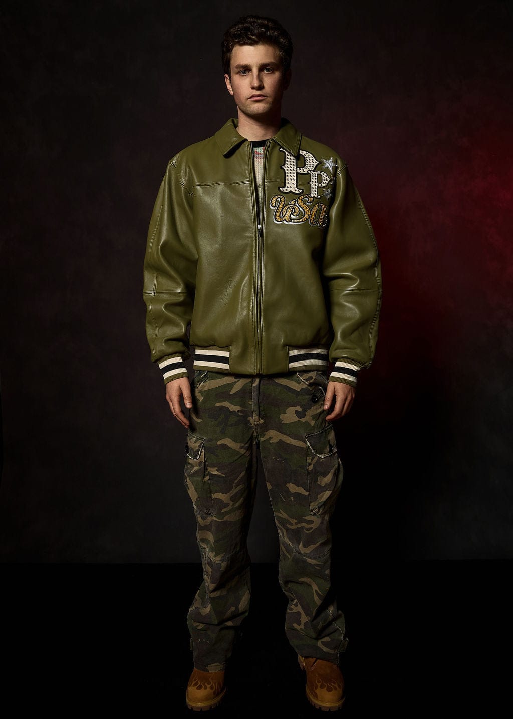 Pelle Pelle Jackets Pelle Pelle Stars And Stripes Jacket - Green Pelle Pelle Stars And Stripes Jacket - Green