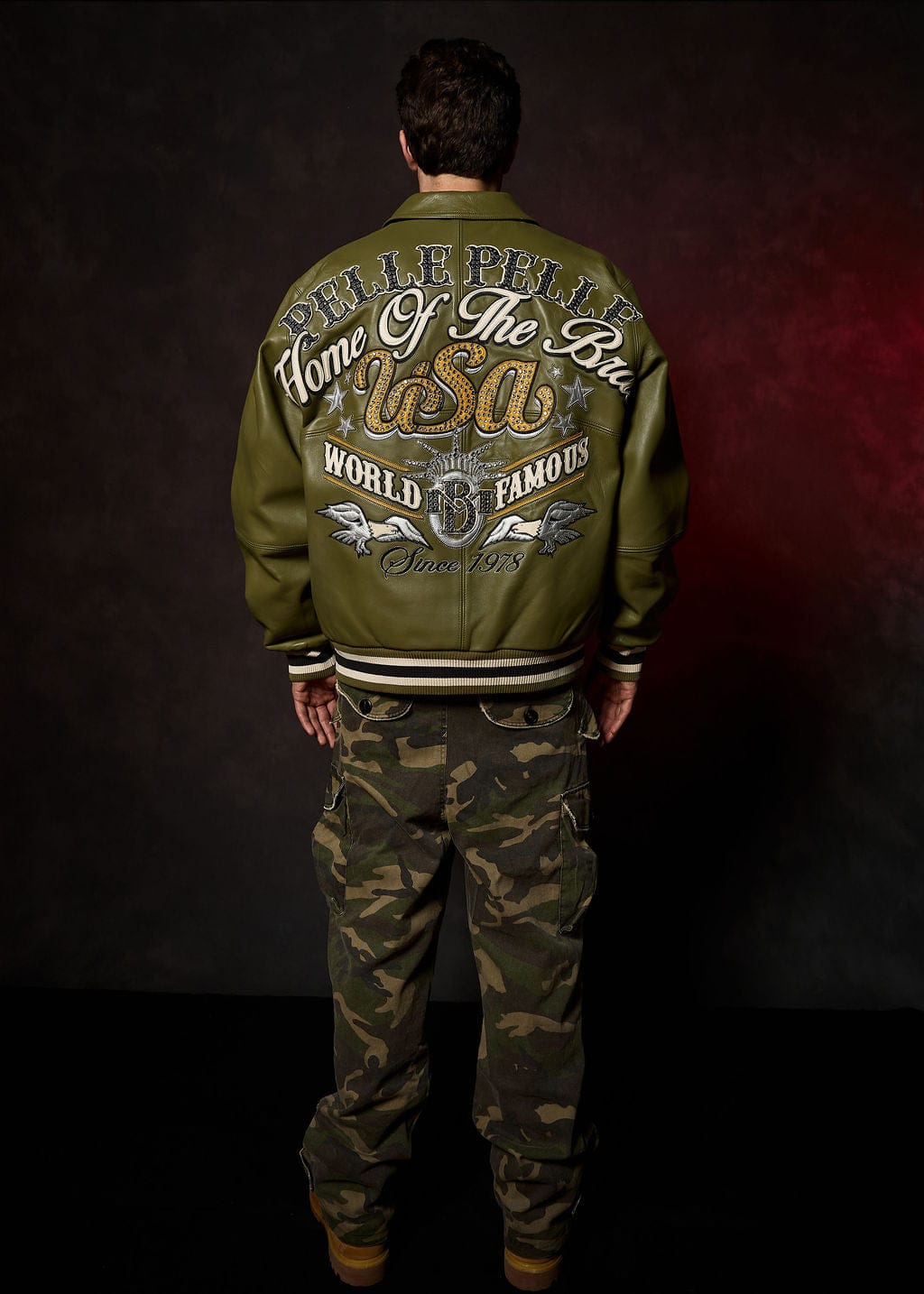 Pelle Pelle Jackets Pelle Pelle Stars And Stripes Jacket - Green Pelle Pelle Stars And Stripes Jacket - Green