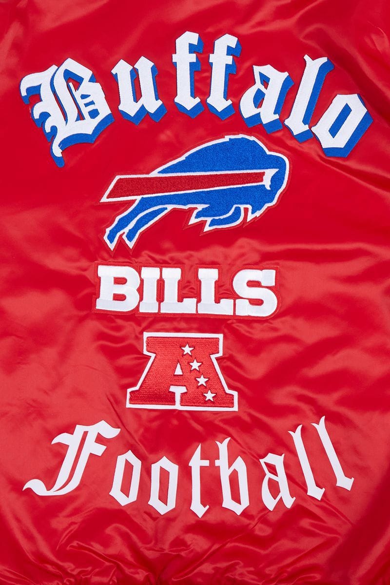 Pro Standard Jackets NFL Buffalo Bills Old English Men's Rib Satin Jacket NFL Buffalo Bills Old English Men's Rib Satin Jacket