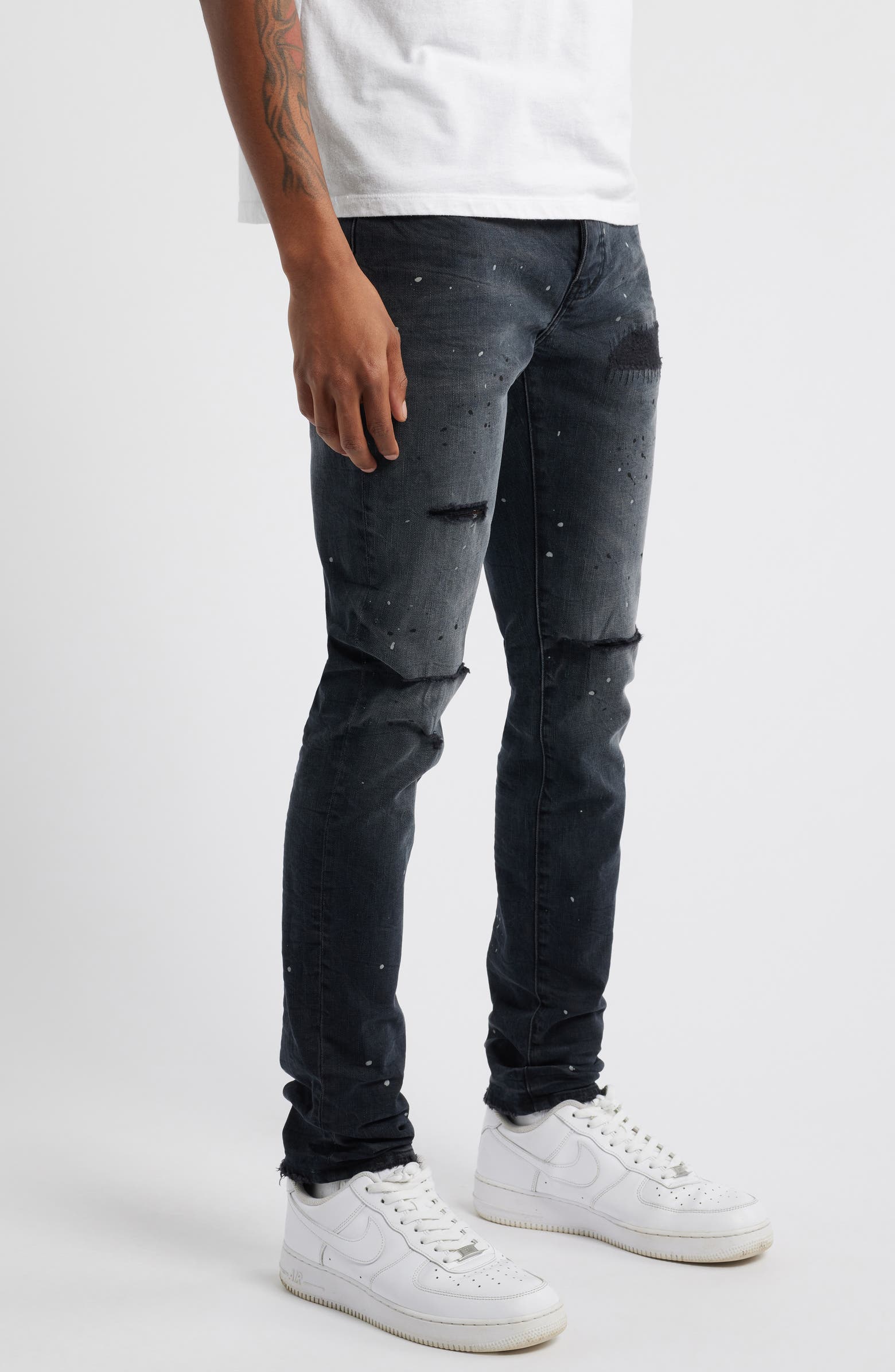 Purple Brand Denim Purple Brand Reflective Paint Rip & Repair Jeans Purple Brand Reflective Paint Rip & Repair Jeans
