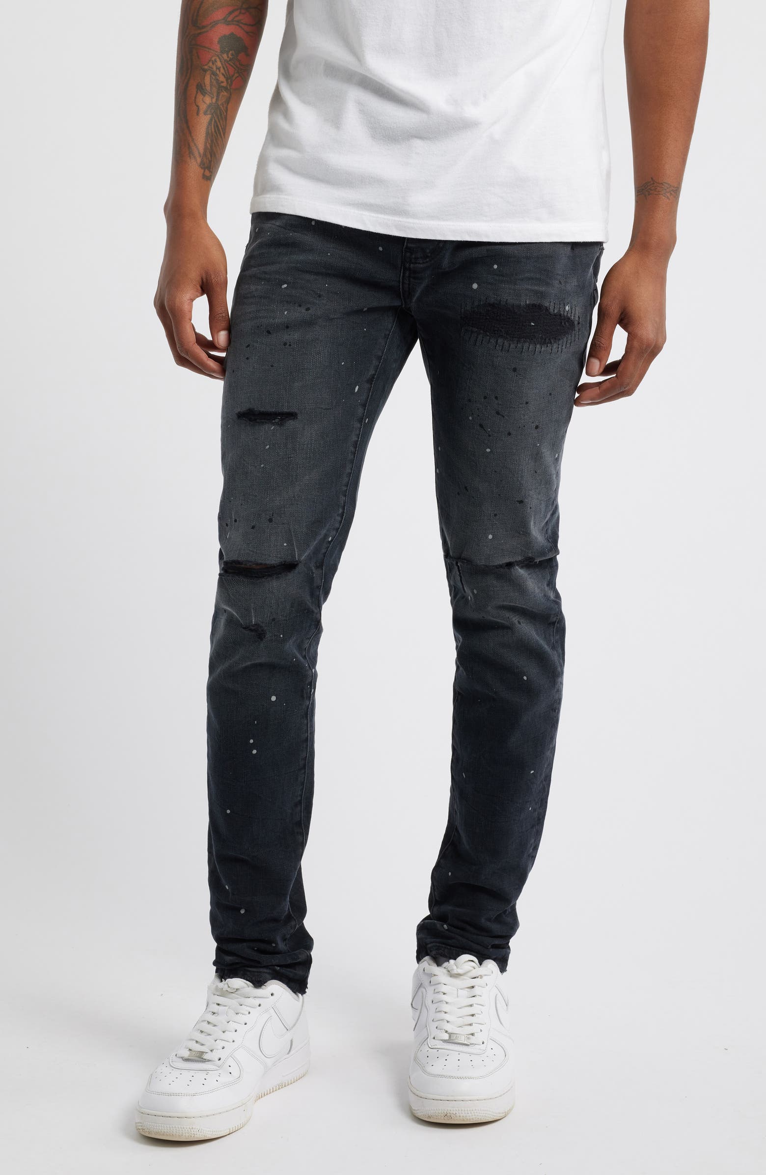 Purple Brand Denim Purple Brand Reflective Paint Rip & Repair Jeans Purple Brand Reflective Paint Rip & Repair Jeans