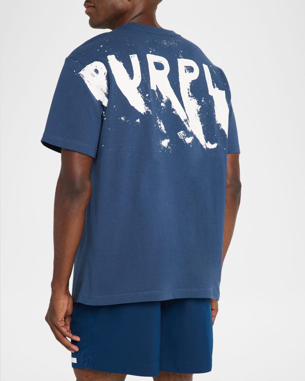 Purple Brand T-Shirts Purple Brand Logo Cotton Crewneck T-Shirt - Navy Purple Brand Logo Cotton Crewneck T-Shirt - Navy