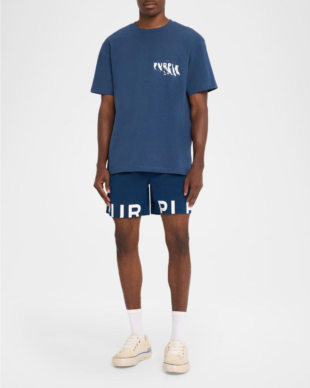 Purple Brand T-Shirts Purple Brand Logo Cotton Crewneck T-Shirt - Navy Purple Brand Logo Cotton Crewneck T-Shirt - Navy