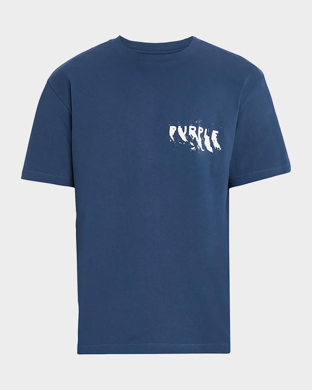 Purple Brand T-Shirts Purple Brand Logo Cotton Crewneck T-Shirt - Navy Purple Brand Logo Cotton Crewneck T-Shirt - Navy