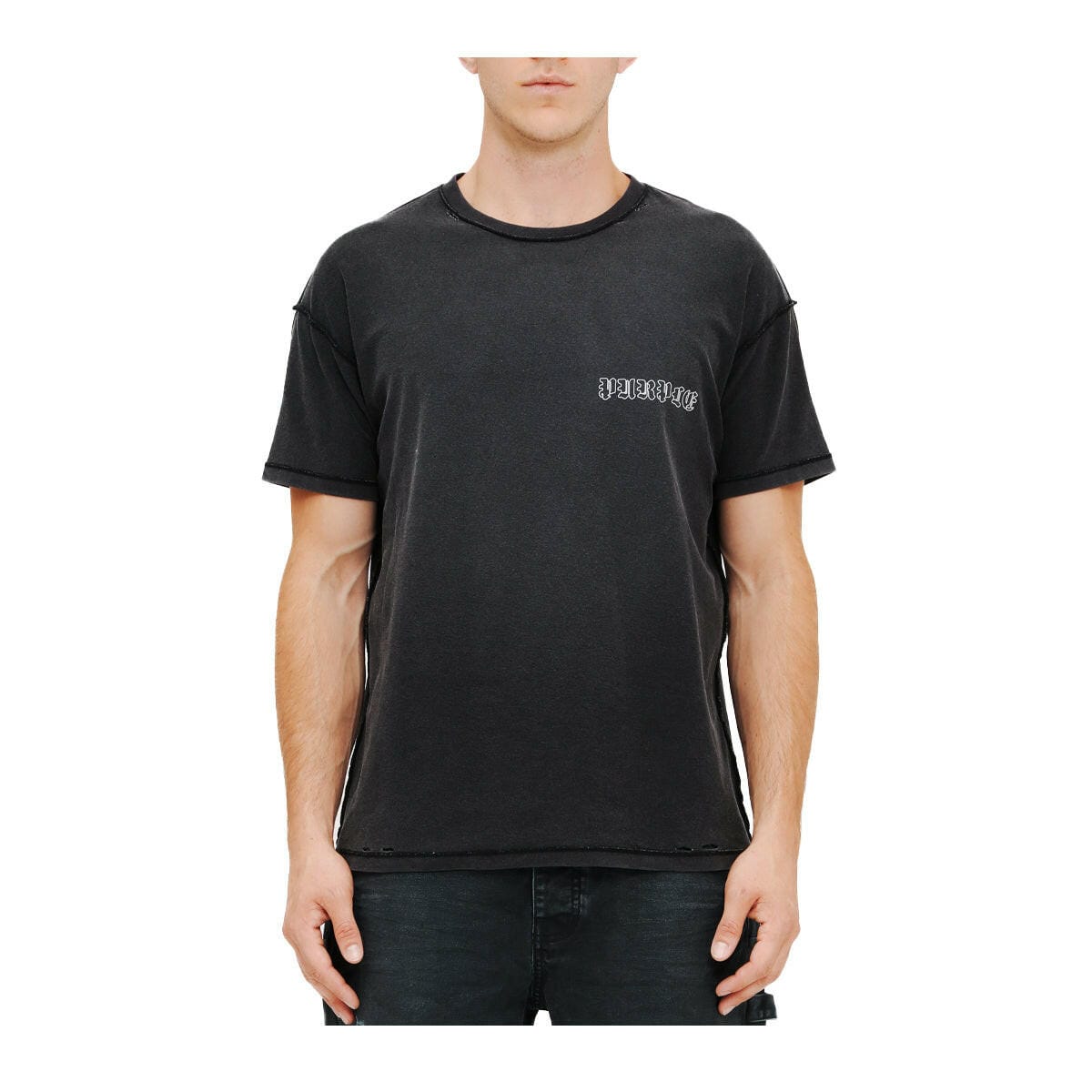 Purple Brand T-Shirts Purple Brand Mens Textured Inside Out Tee Purple Brand Mens Textured Inside Out Tee