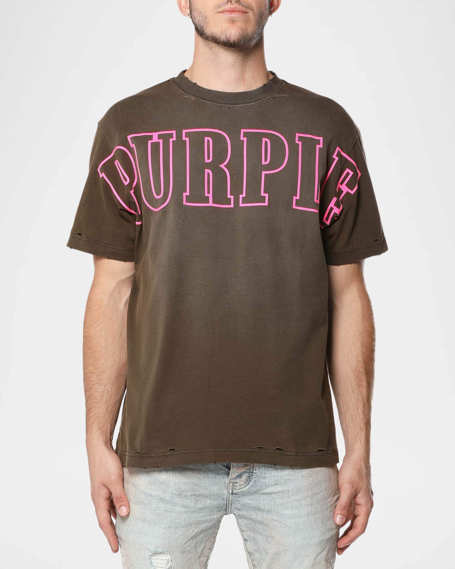 Purple Brand T-Shirts Purple Logo Outline Distressed Jersey T-Shirt Purple Logo Outline Distressed Jersey T-Shirt