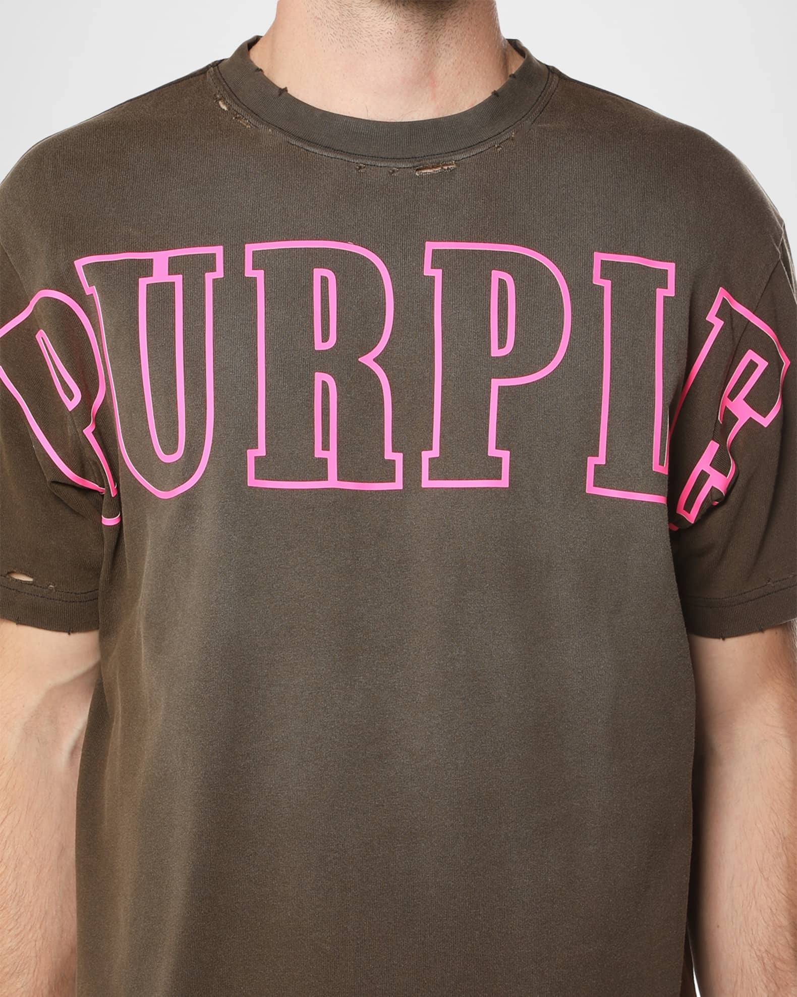 Purple Brand T-Shirts Purple Logo Outline Distressed Jersey T-Shirt Purple Logo Outline Distressed Jersey T-Shirt