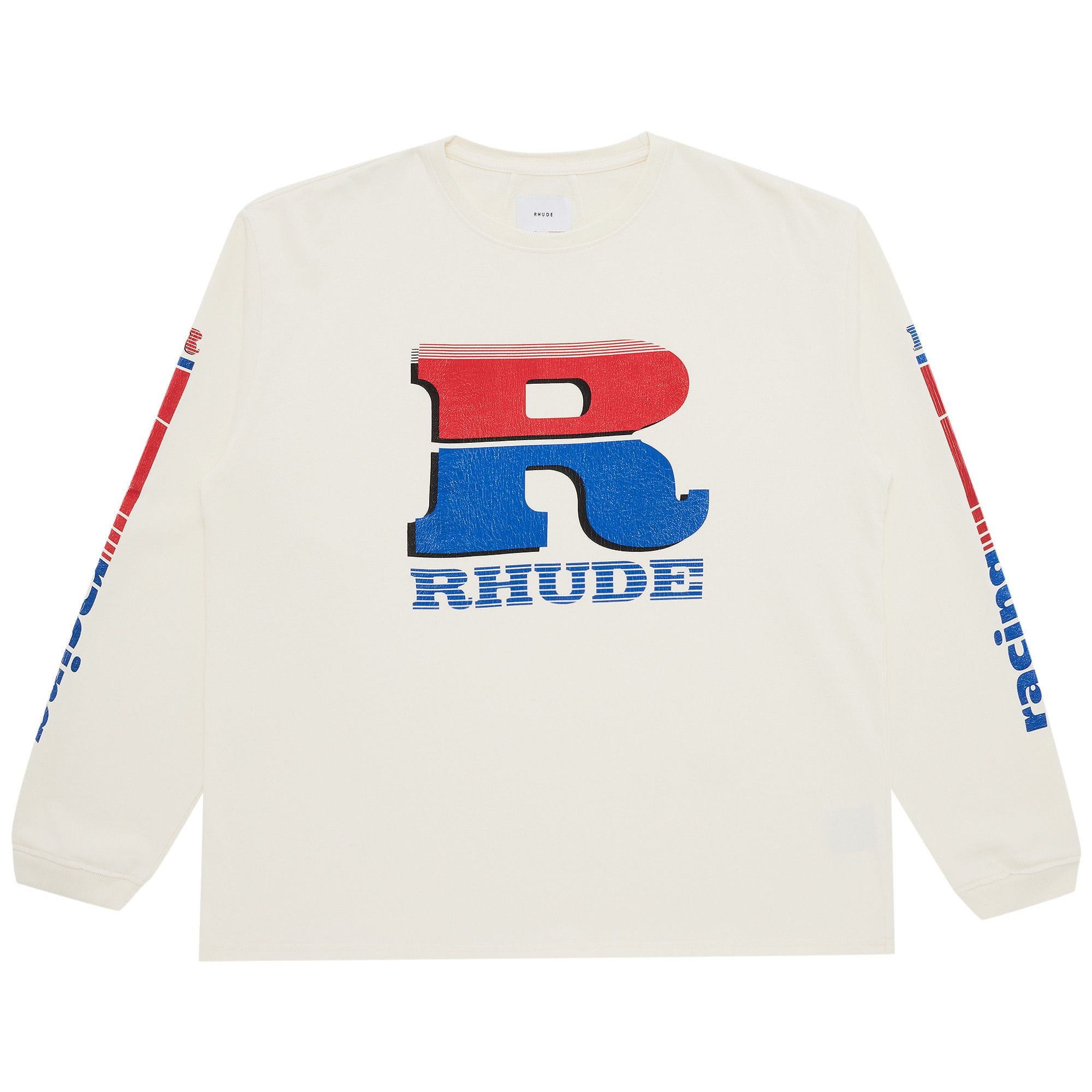 Rhude T-Shirts Rhude Split Petrol Logo Long-Sleeve Tee Rhude Split Petrol Logo Long-Sleeve Tee