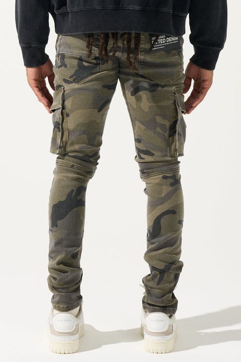 Serenede Warsaint cargo denim jeans shown from the right side, featuring multiple pockets and a relaxed fit.
