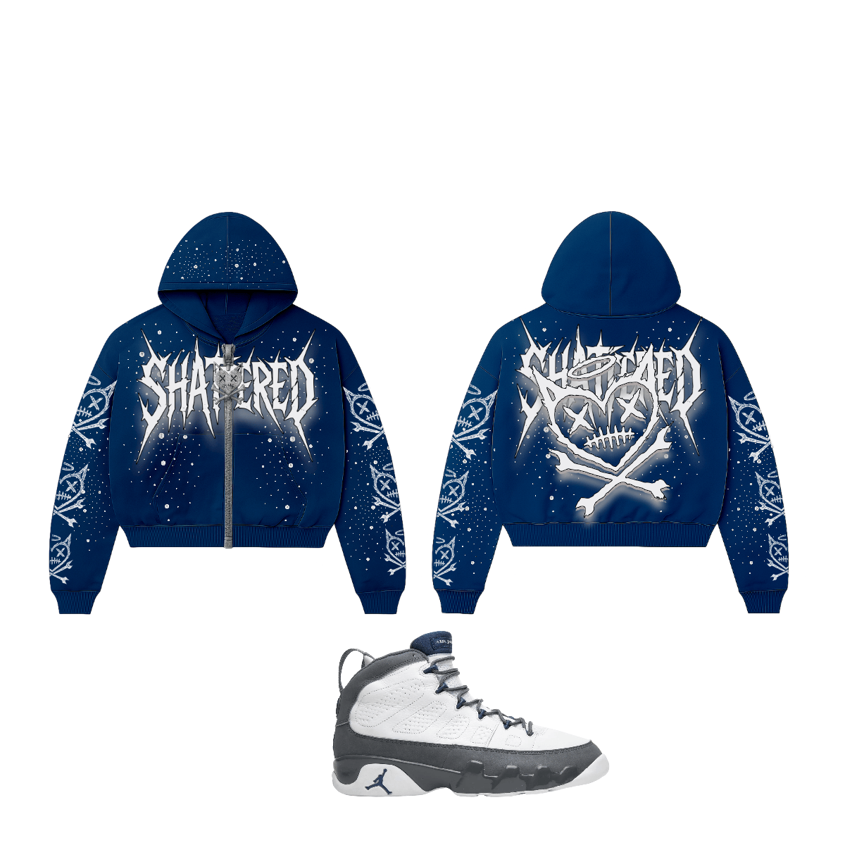 Shattered Hearts Hoodies Shattered Logo Blue Shattered Logo Blue