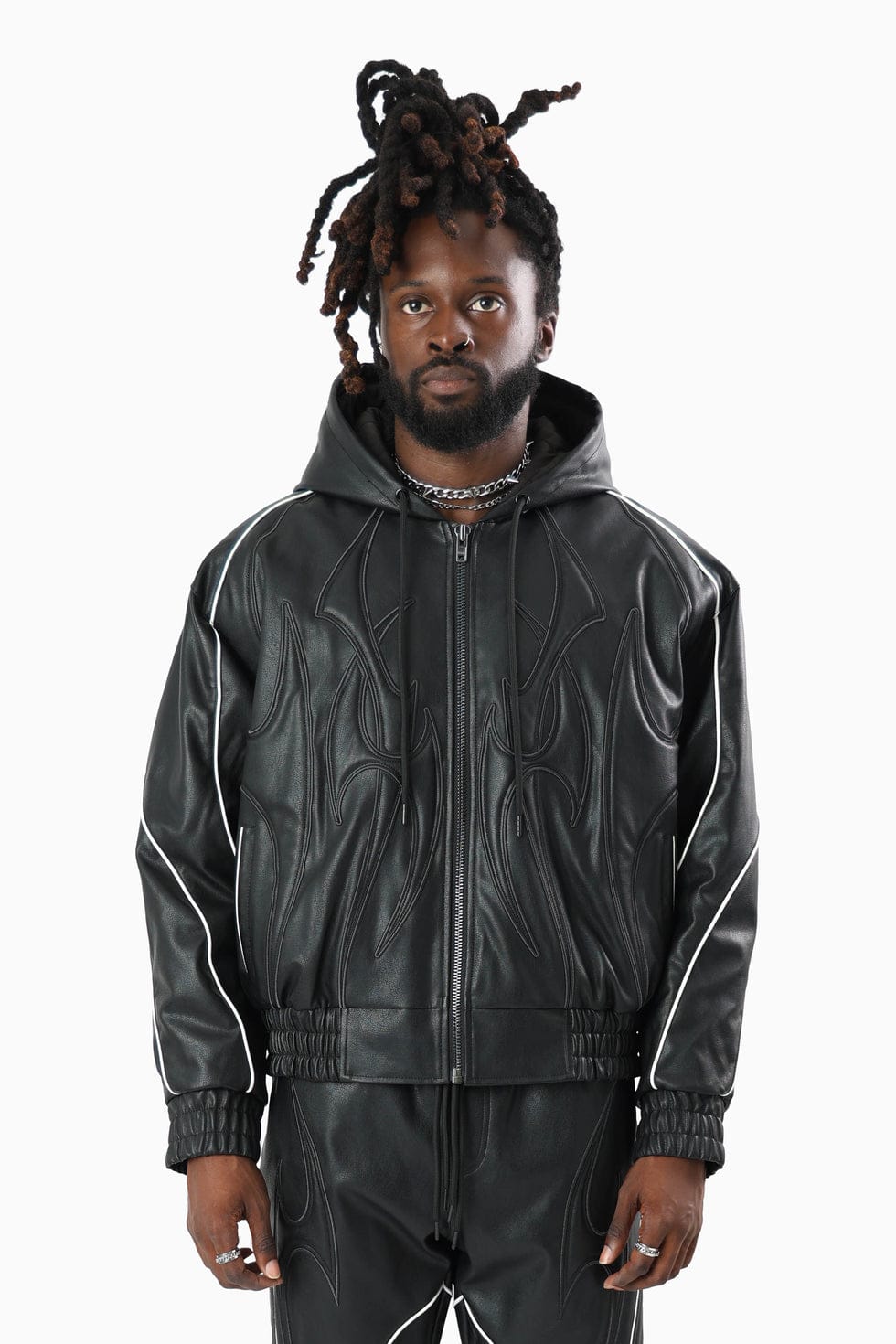Smokerise Jackets Limitless PU Hooded Bomber Jacket Limitless PU Hooded Bomber Jacket