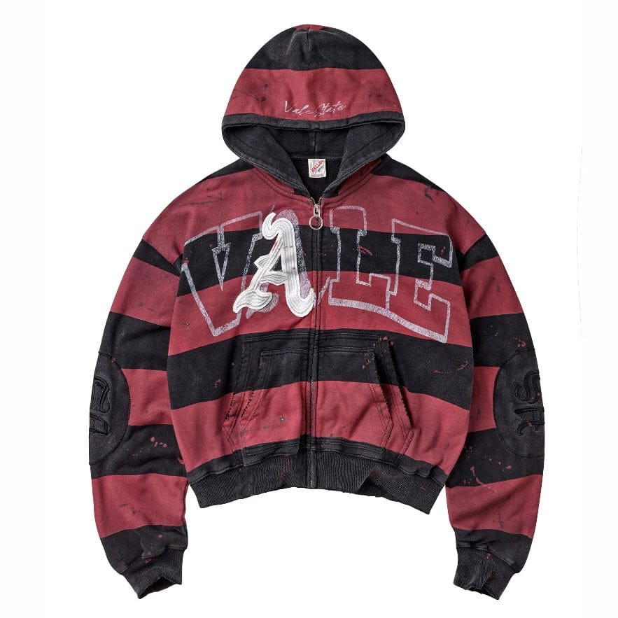 Vale ATL zip-up maroon hoodie with full front zipper and hood