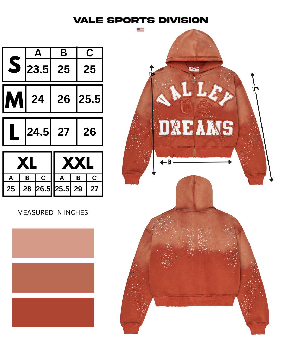 Vale Forever Orange Classico zip-up hoodie, casual hoodie with front pockets and adjustable hood in bright orange color.