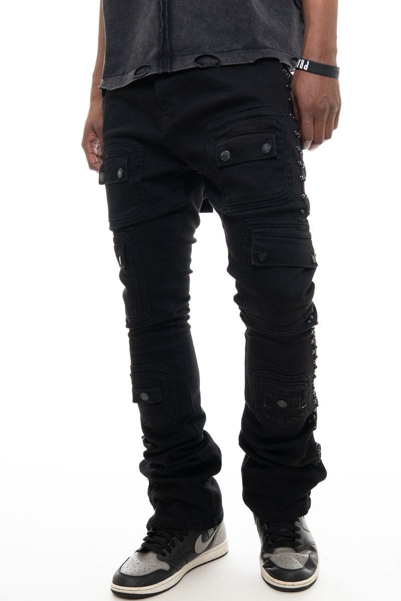 Vicious Cargo Pants Vicious Stacked Multi Cargo Riveted Denim Vicious Stacked Multi Cargo Riveted Denim