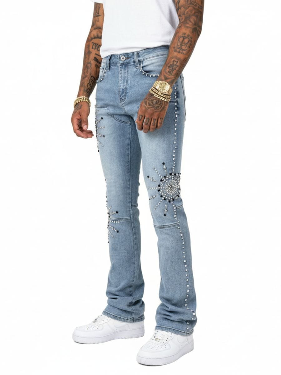 Vicious Denim Vicious Stacked Carpenter Crystal Denim #VC1015 Vicious Stacked Carpenter Crystal Denim #VC1015