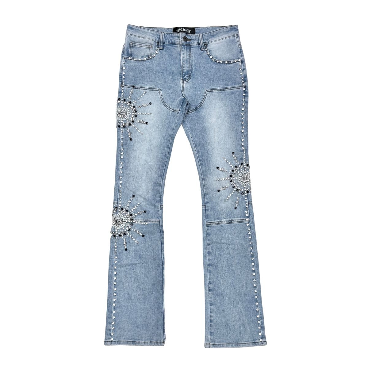 Vicious Denim Vicious Stacked Carpenter Crystal Denim #VC1015 Vicious Stacked Carpenter Crystal Denim #VC1015