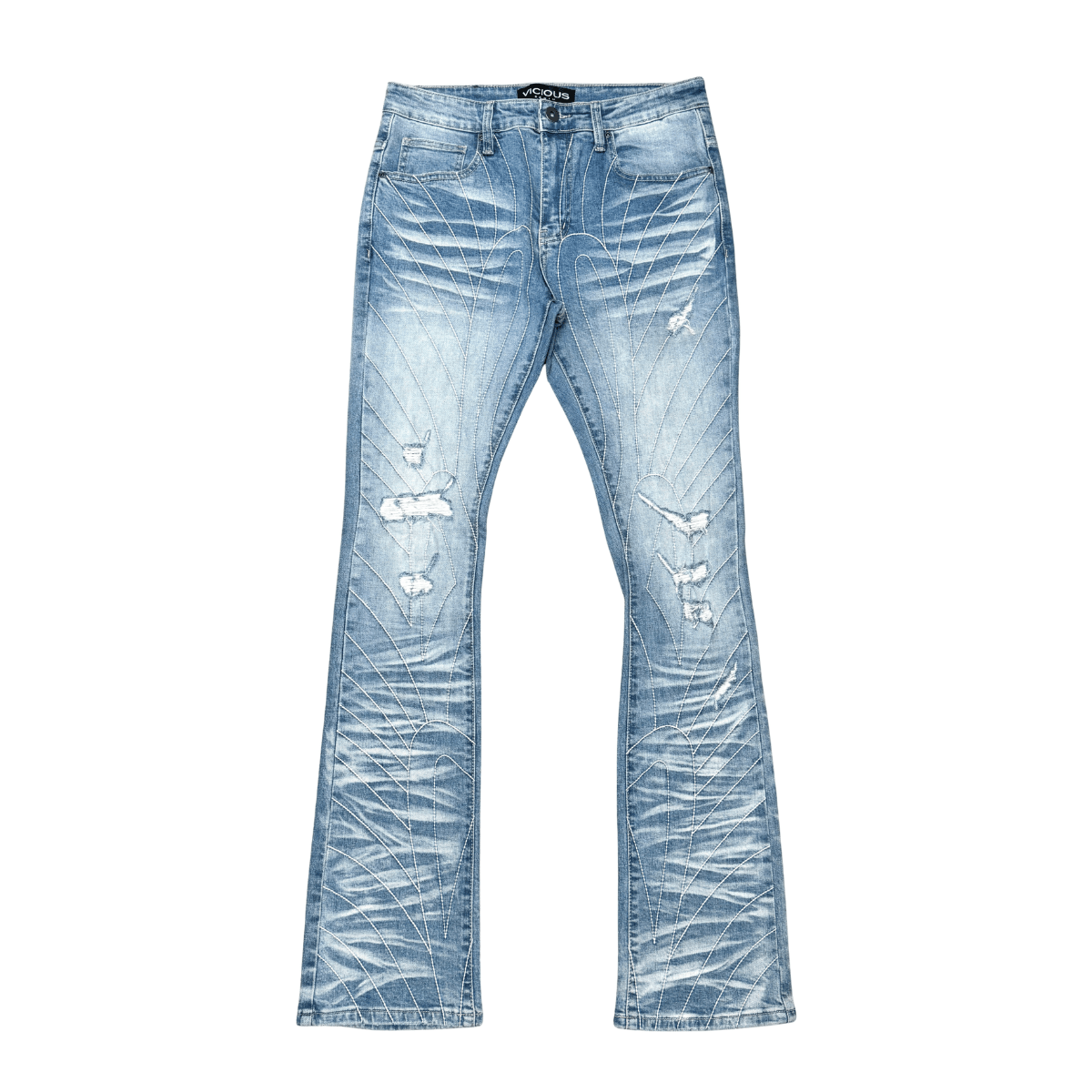 Vicious Denim Vicious Geometric Stitch Flared Denim Vicious Geometric Stitch Flared Denim