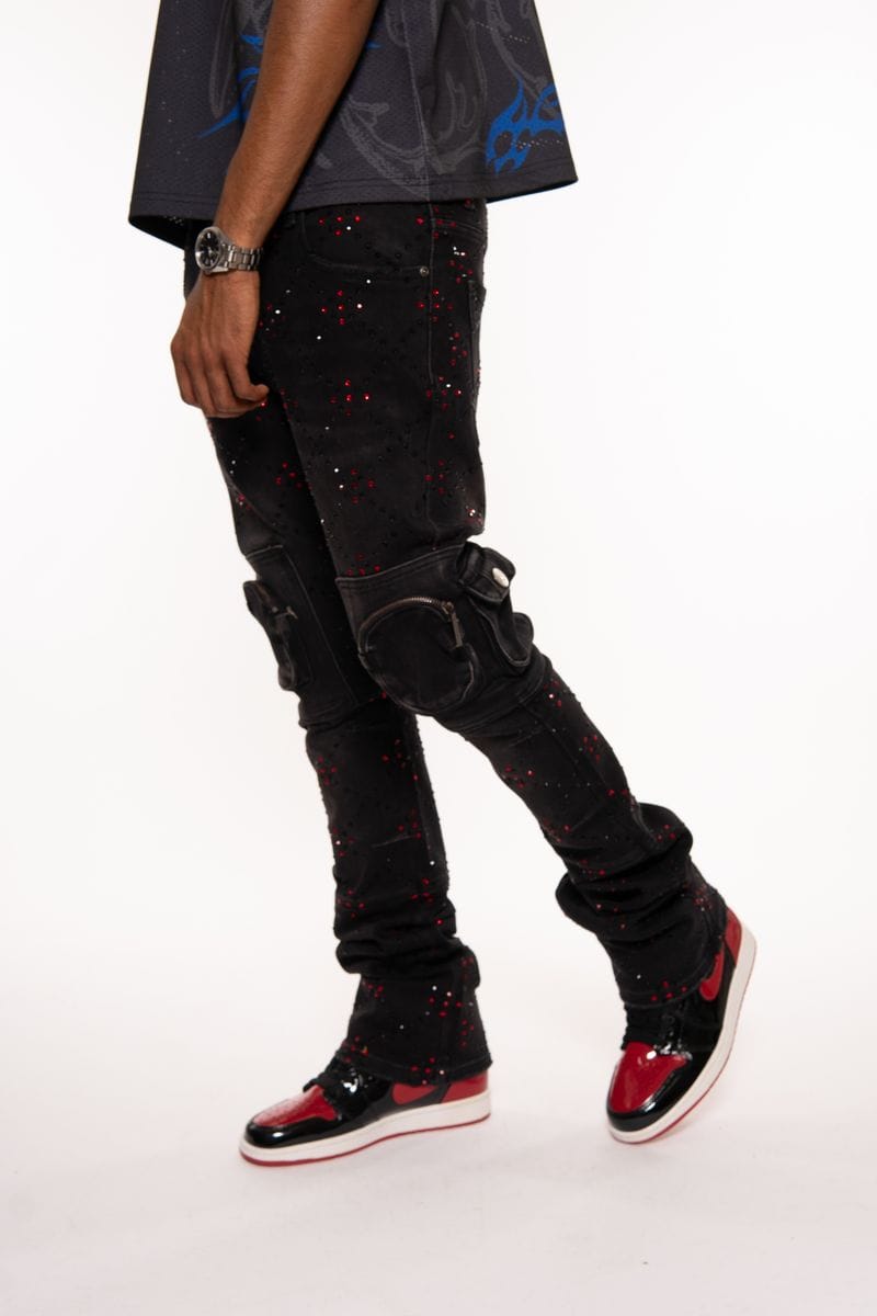 Vicious Denim Vicious Red Splatter Black Denim Vicious Red Splatter Black Denim