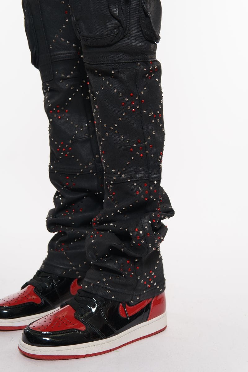 Vicious Denim Vicious Red Splatter Black Denim Vicious Red Splatter Black Denim