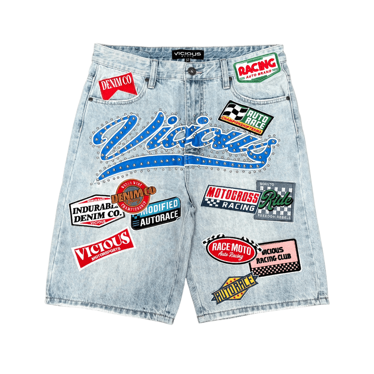 Vicious Shorts Vicious Patch Denim Shorts Vicious Patch Denim Shorts