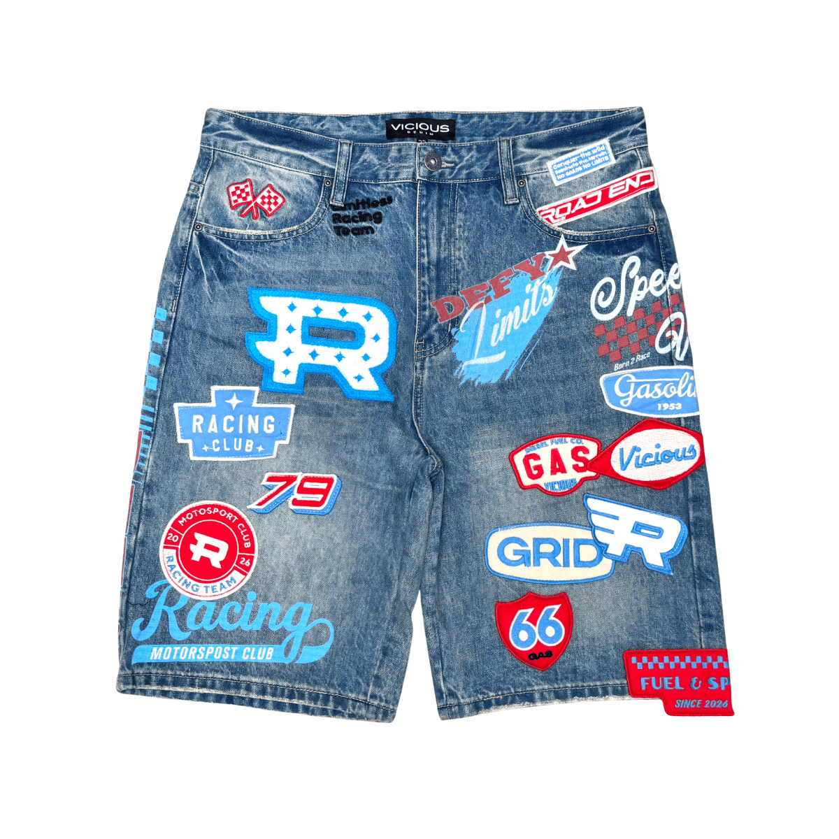 Vicious Shorts Vicious Patches Denim Shorts Vicious Patches Denim Shorts