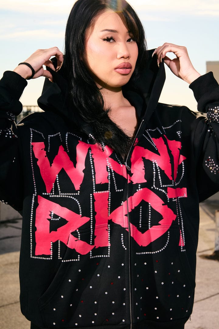 Wkndriot Hoodies WKND Riot ZIP UP W/ RHINESTONES WKND Riot ZIP UP W/ RHINESTONES