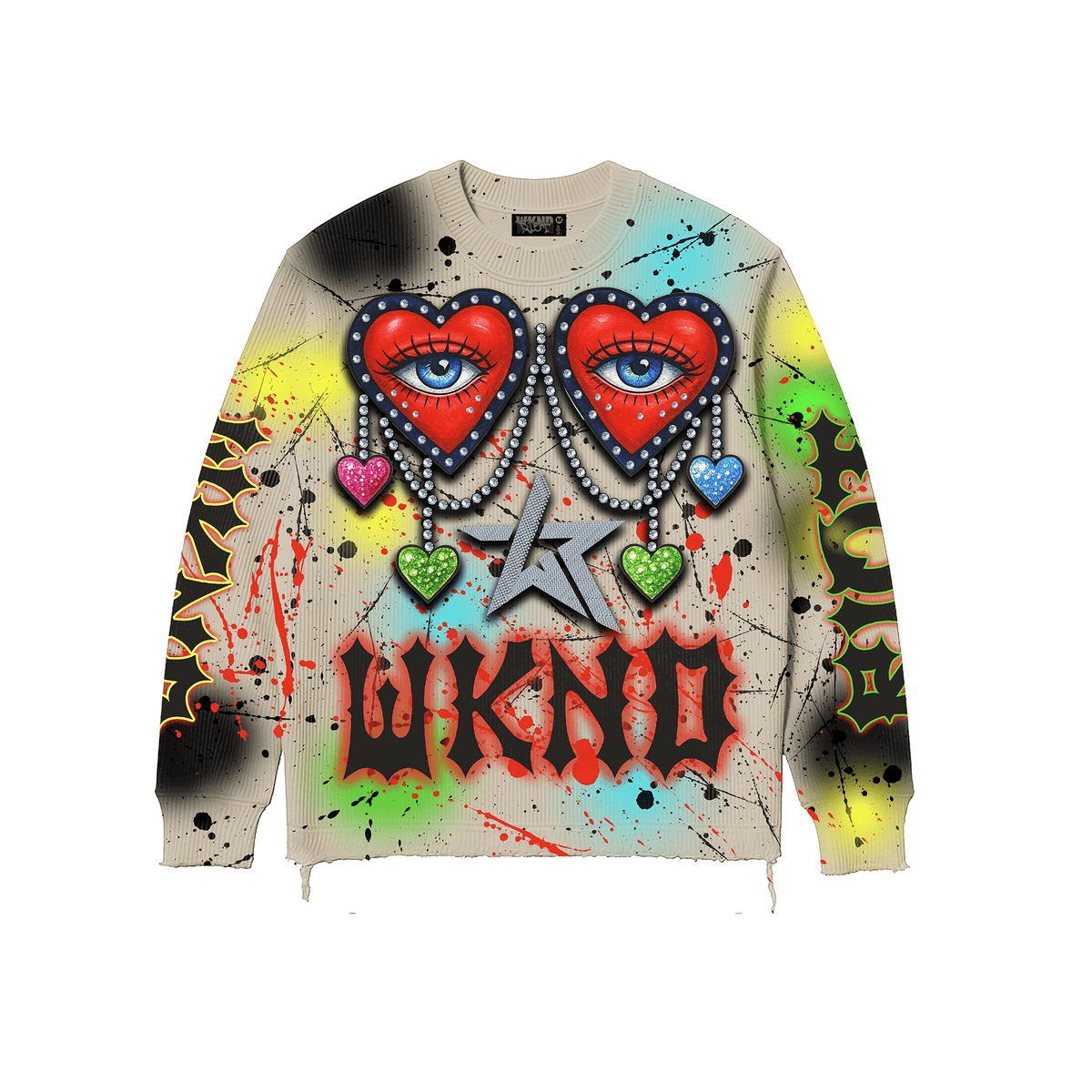 Wkndriot Sweatshirts Wkndriot ALL EYES ON ME KNITT SWEATER W/RHINESTONES Wkndriot ALL EYES ON ME KNITT SWEATER W/RHINESTONES